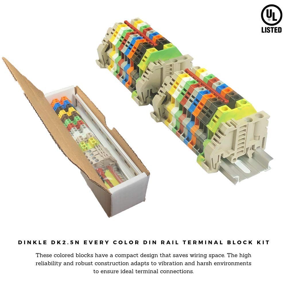 DIN Rail Terminal Blocks Kit by 20 DIN Terminal Block Connectors 12-22 AWG Ga…