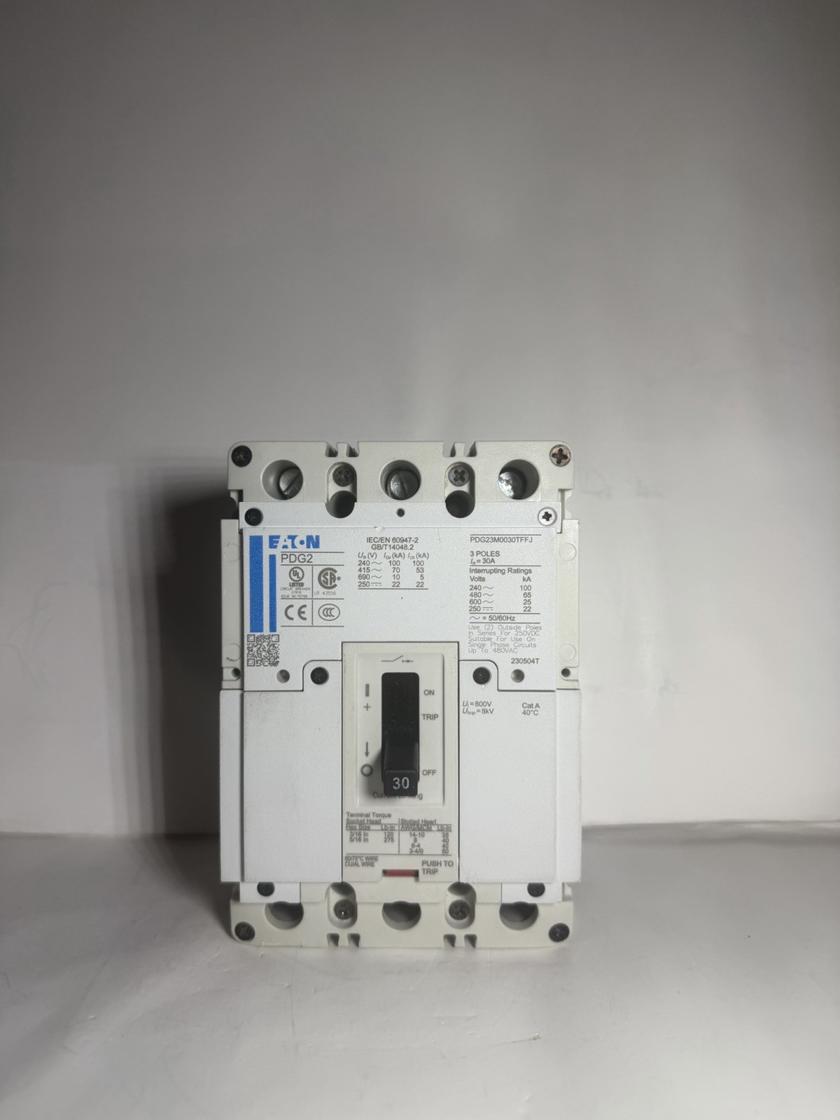 PDG23M0030TFFJ 3Pole 30Amps 480/600V Eaton/Cutler Hammer HFD3030