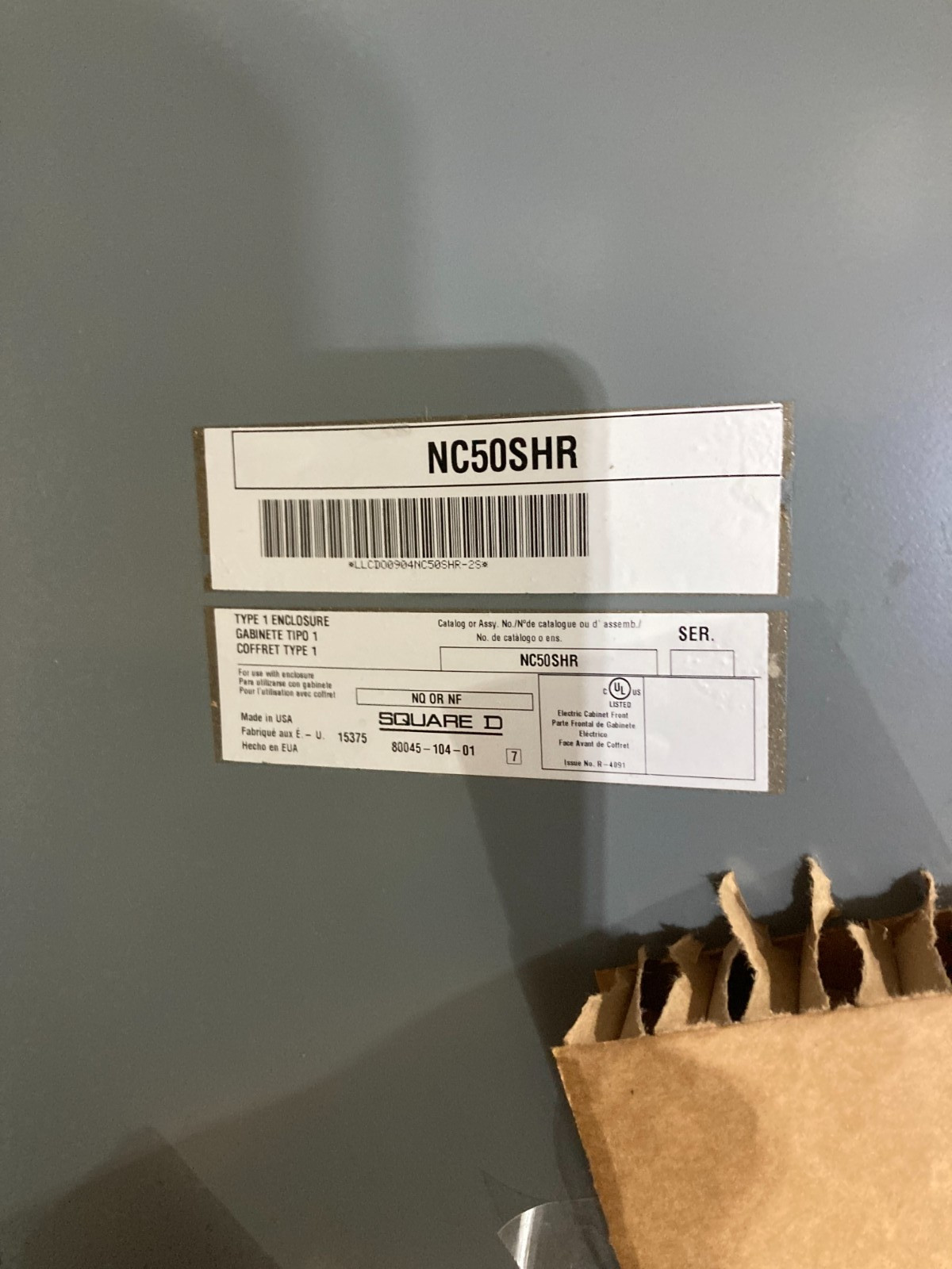 NEW Square D NC50SHR- Hinged panel cover