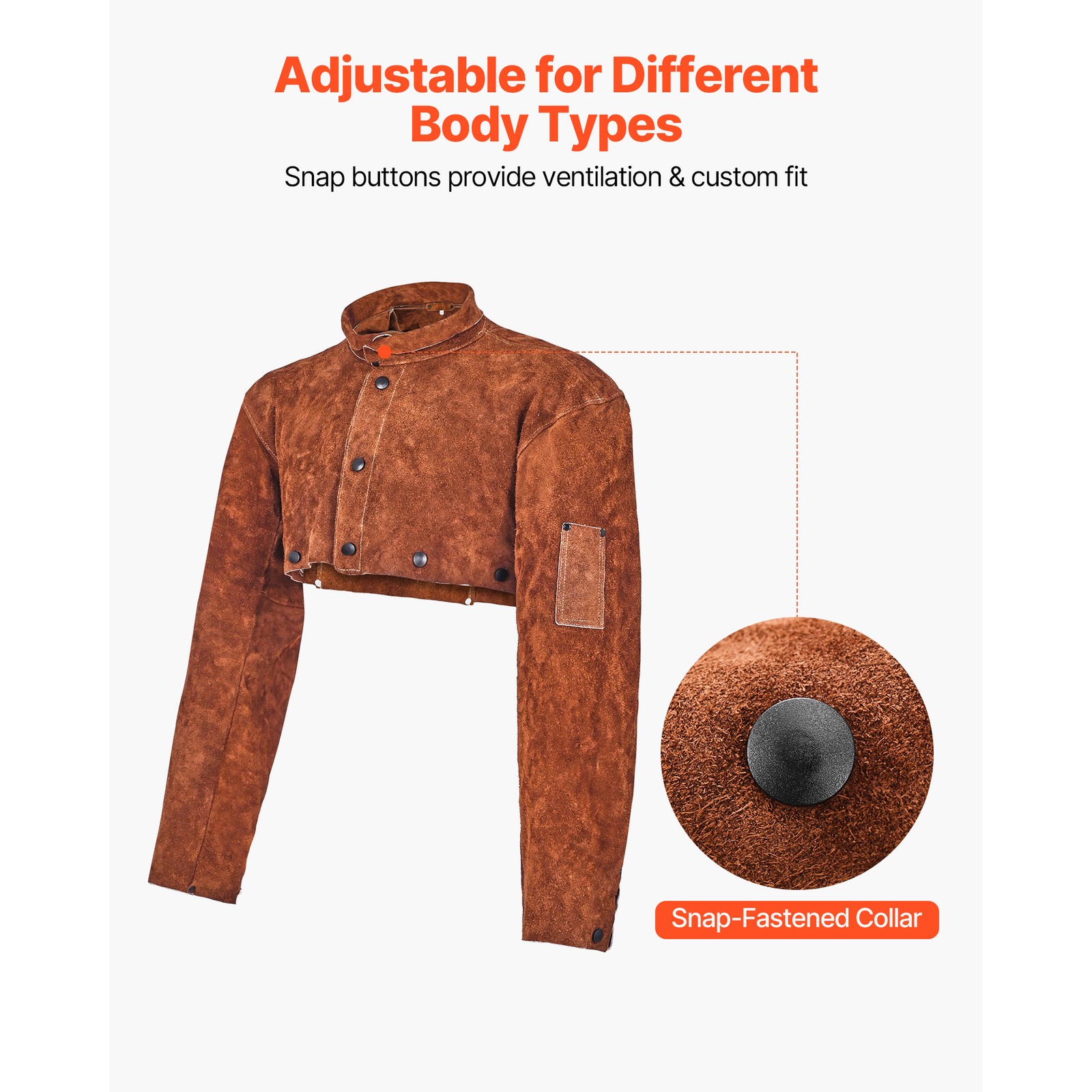 Uimoso Leather Welding Cape Sleeve, Flame-Resistant, Heavy-Duty, Size L