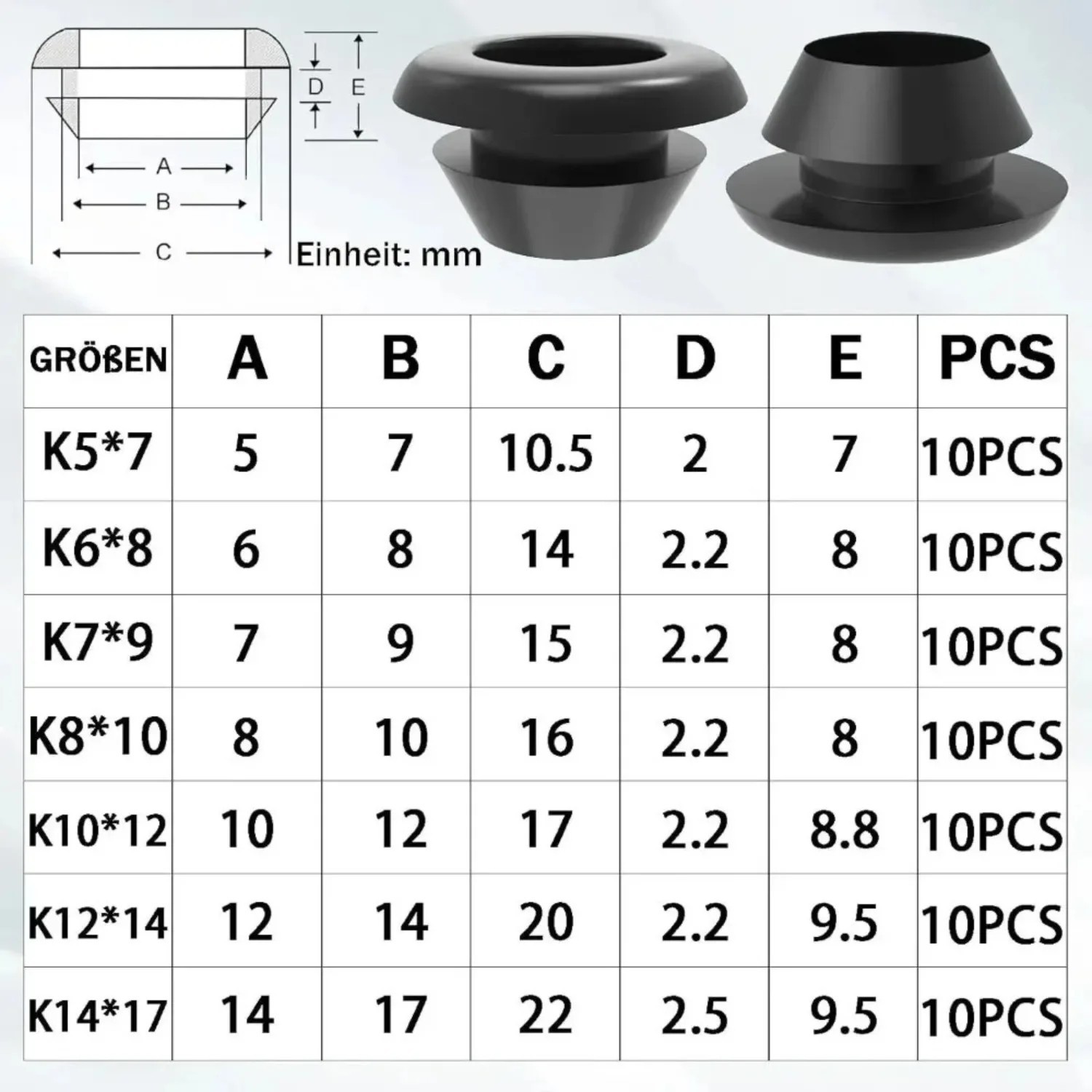 70PCS Rubber Grommet Kit Cable Wire Hole Grommets Automotive Electrical Set