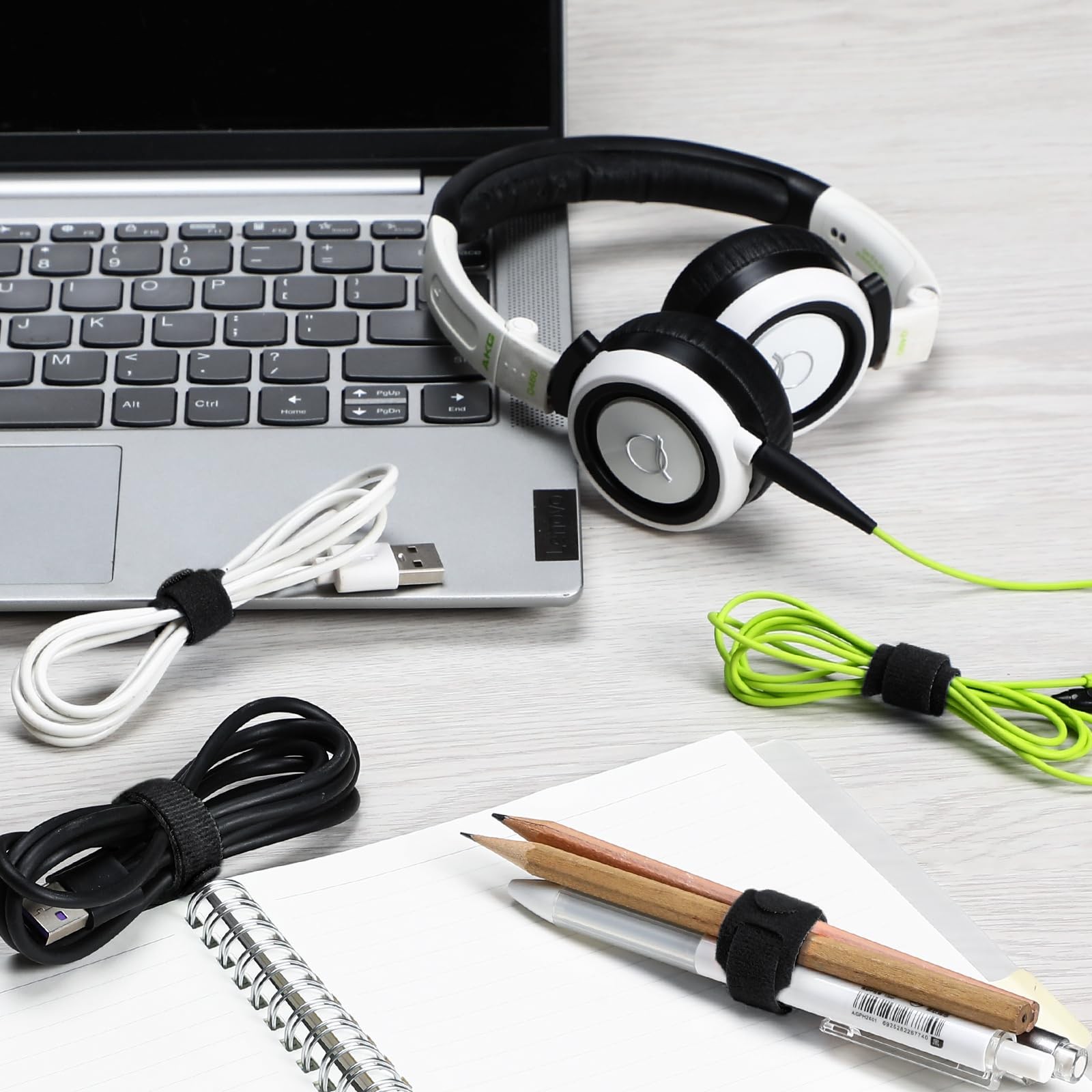 Bridas para cables para organización de cables, fijación ajustable, multiusos.
