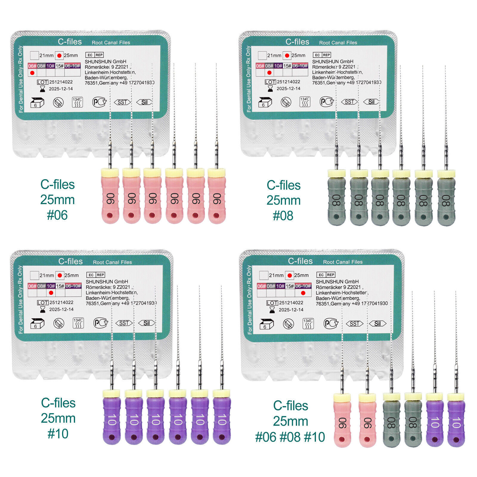 6 Pcs/Pack Dental 21/25mm C-Files Endo Root Canal File Stainless Steel Hand Use