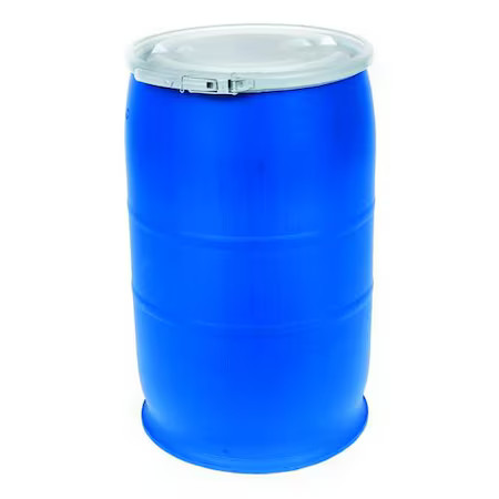 Open Head Transport Drum, Polyethylene, 30 Gal, Unlined, Blue, Poly30ohblpc