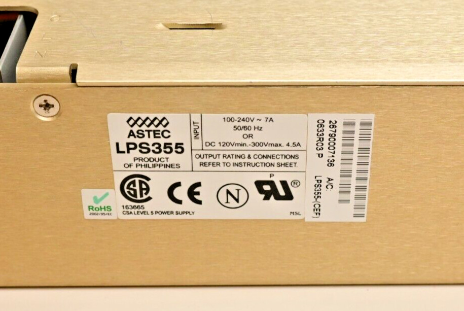 ASTEC LPS355 DC Power Supply 350W 24V@14.6A Advanced Energy Artesyn Integral Fan