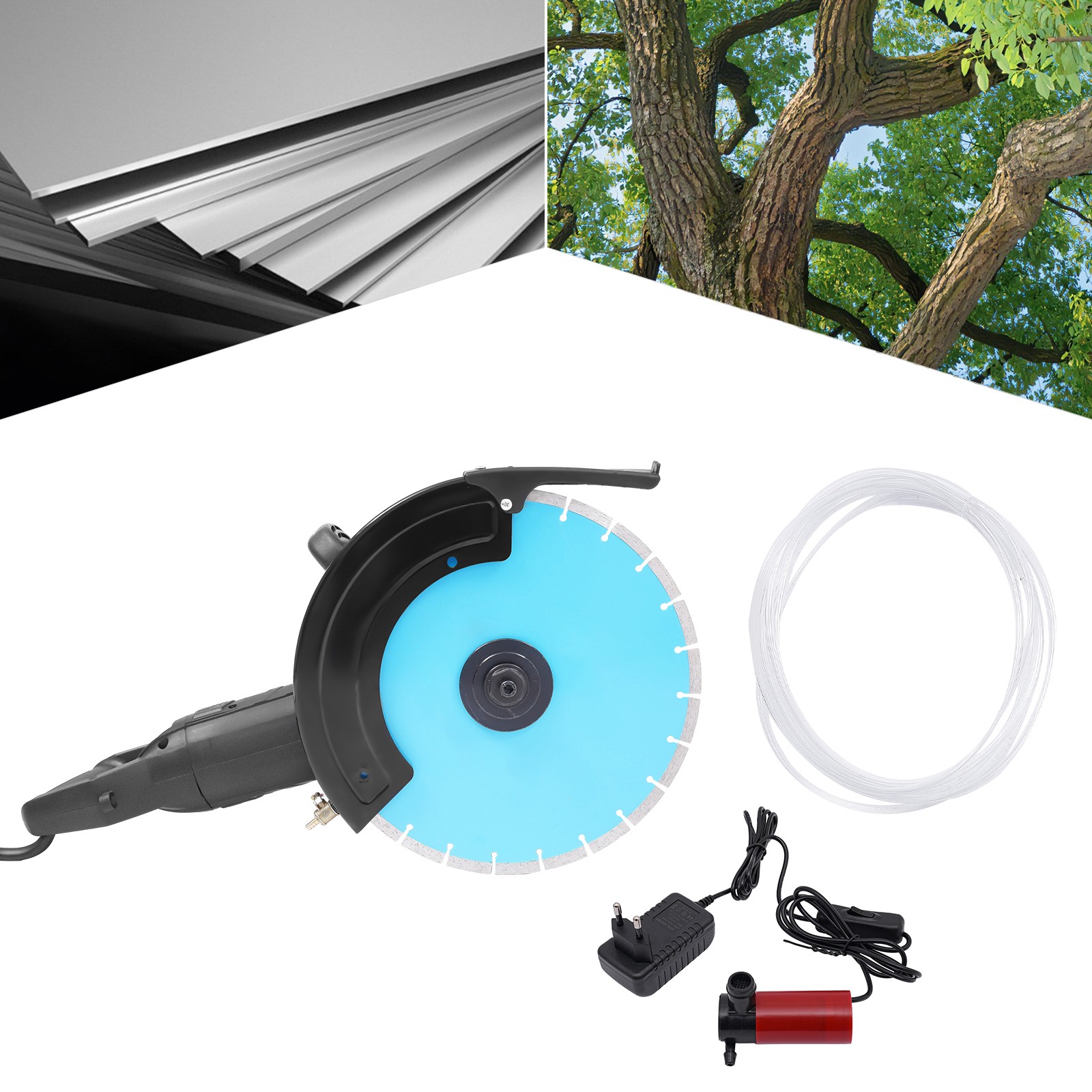 14» Portable Electric Concrete Saw with Water Pump and Blade Wet/Dry Cutter