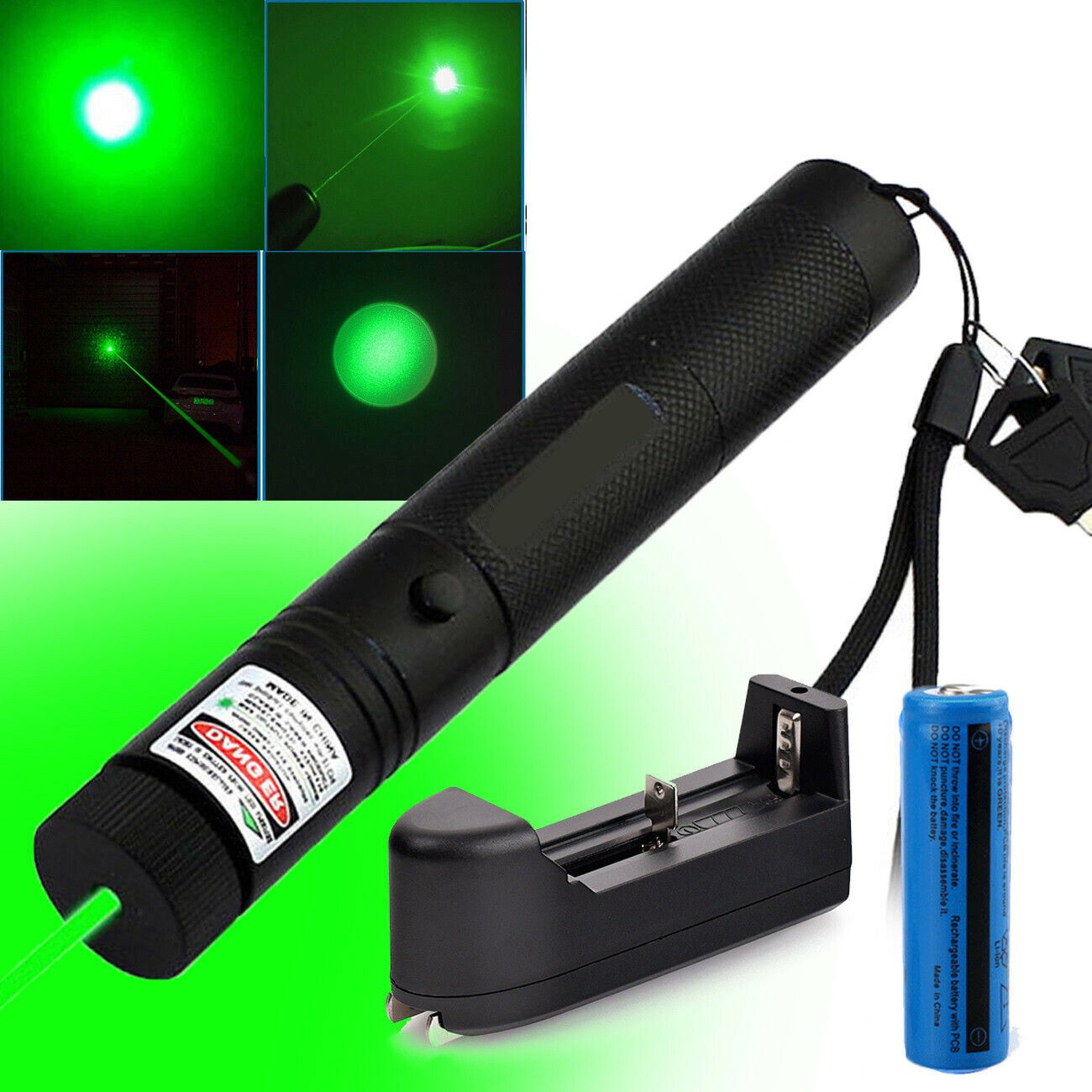 9900Miles 532nm Green Laser Pointer Pen Light Visible Beam Rechargeable Lazer