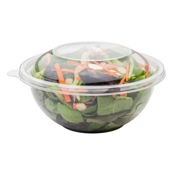 Karat 32oz PET Plastic Salad Bowl Lids – 300 ct, FP-BRL185-PET