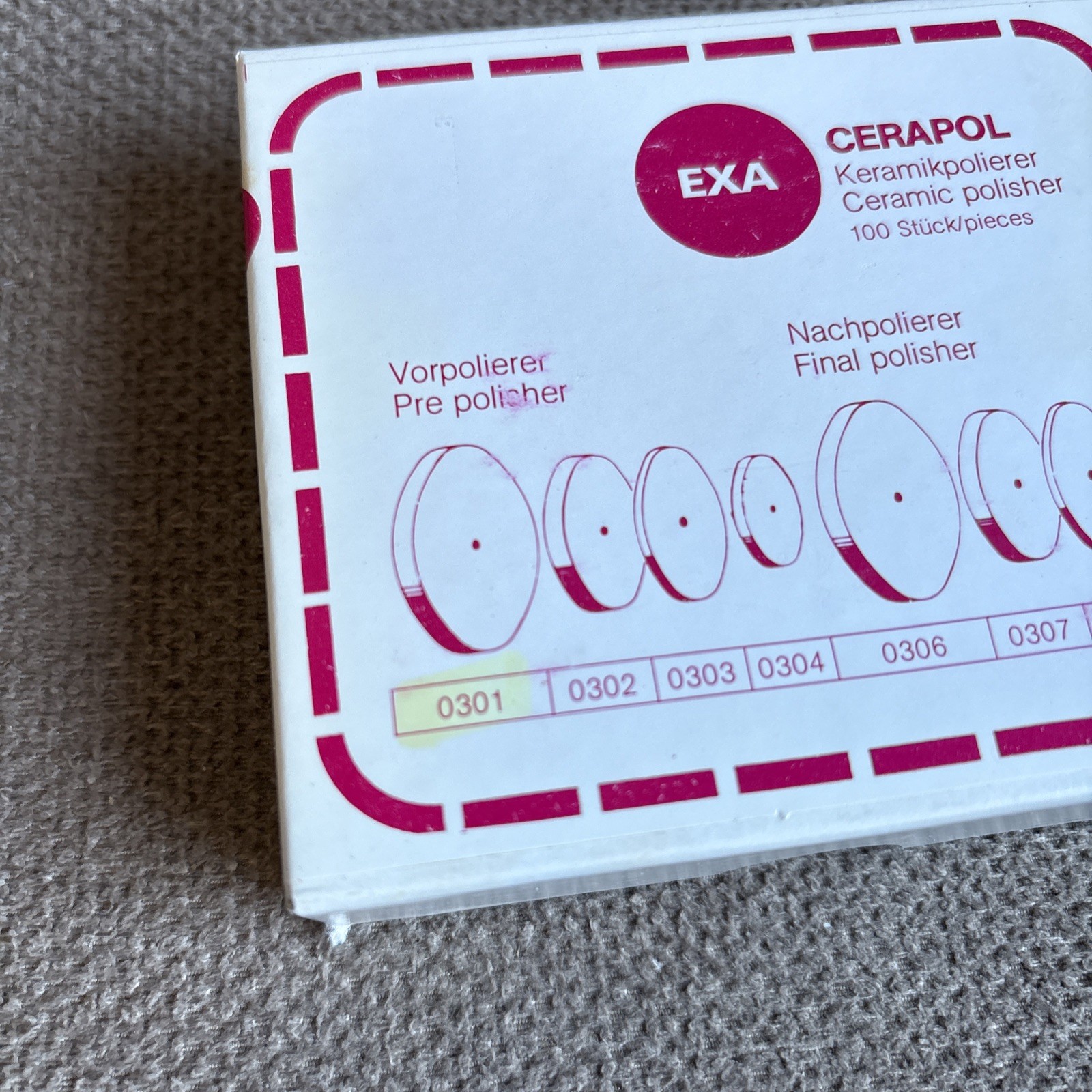 EDENTA Exa Cerapol Dental CERAMIC POLISHERS 85+ Box ~ 0301~Made in Switzerland~