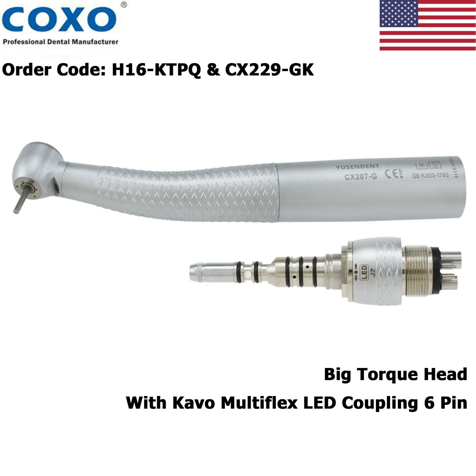 COXO Dental Fiber Optic High Speed Turbine Handpiece For KaVo NSK Coupling