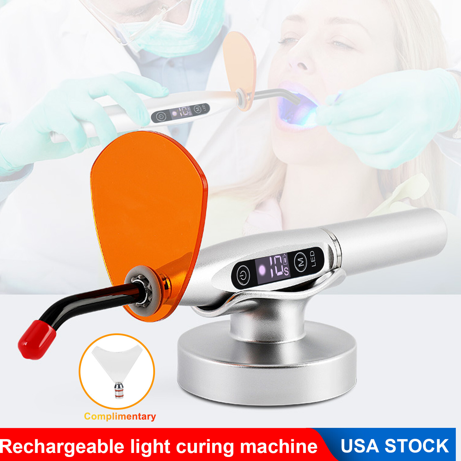 Dental Wireless Cordless LED Curing Light Lamp 2000mw Resin Cure Machine 5W