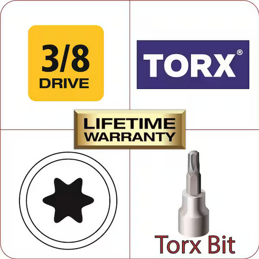 T30 Torx 3/8 In. Drive Bit Socket Durable Resist Rust Corrosion Heat Treated