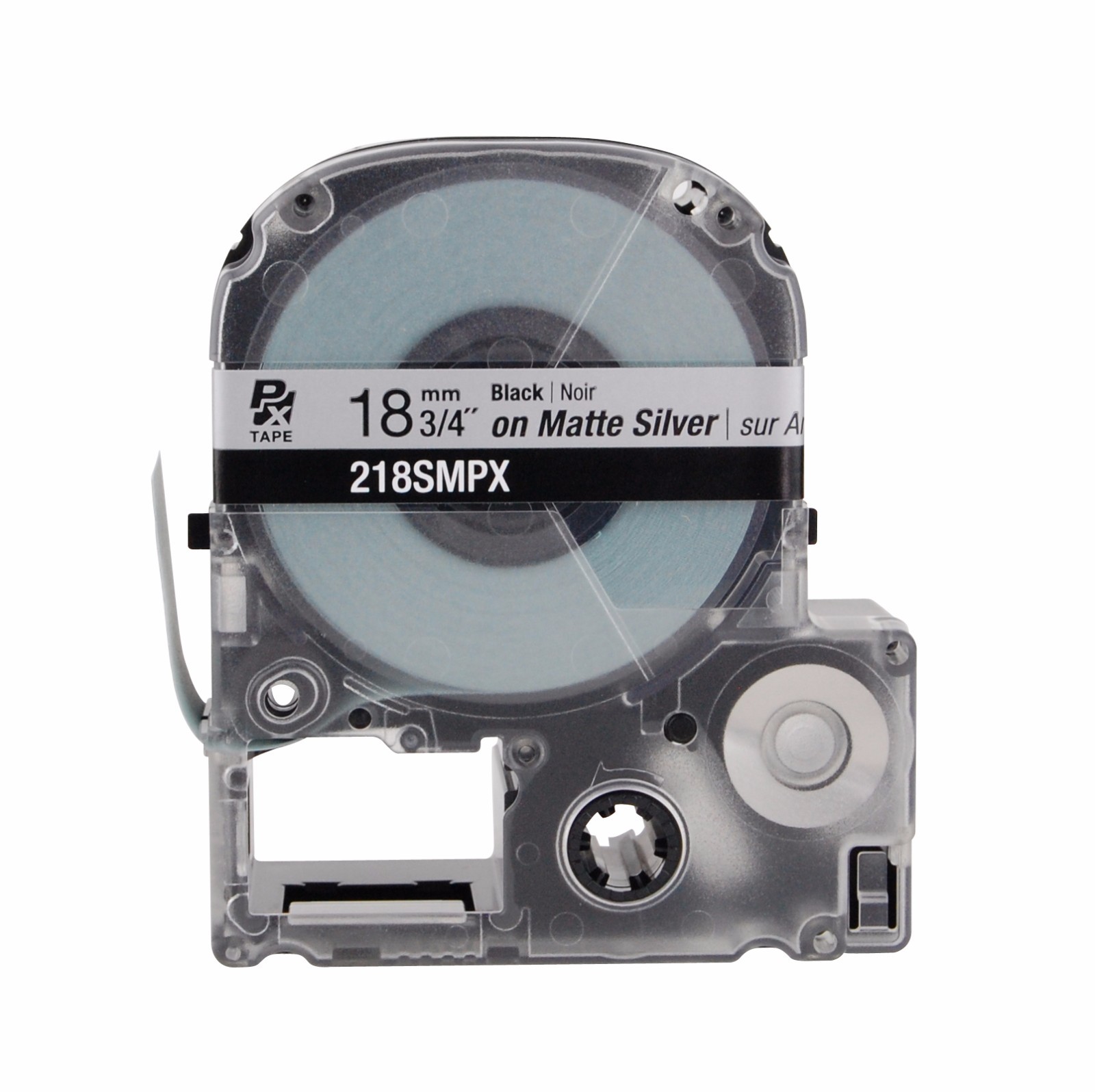 K-Sun 218SM Black on Silver Matte PX Tape 3/4″ KSun 18mm Epson 218SMPX