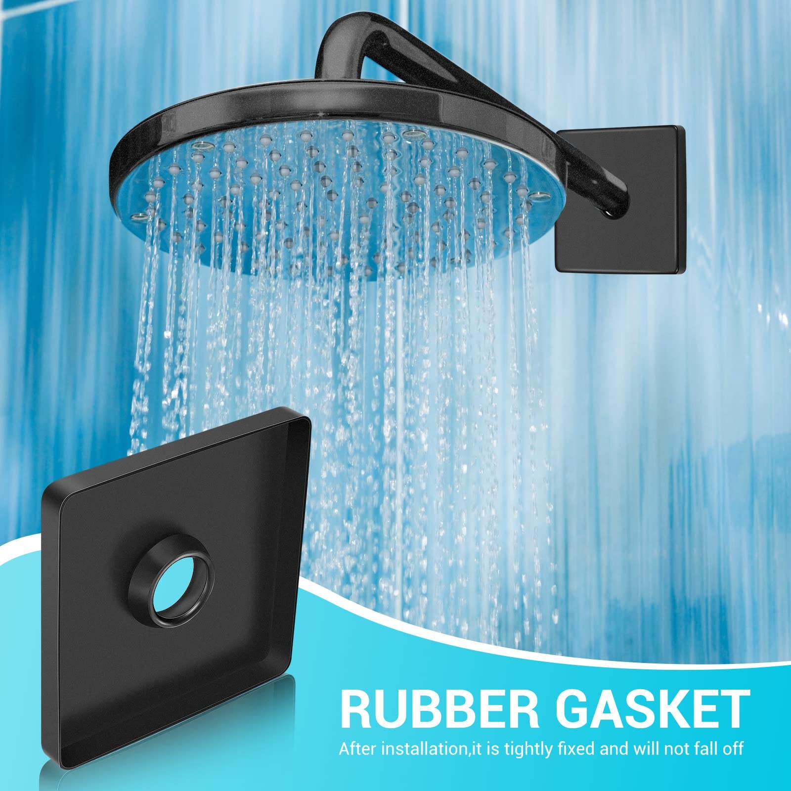 Yinkin 1 Pack 3.5 Inch Black Large Shower Arm Flange Square Plumbing