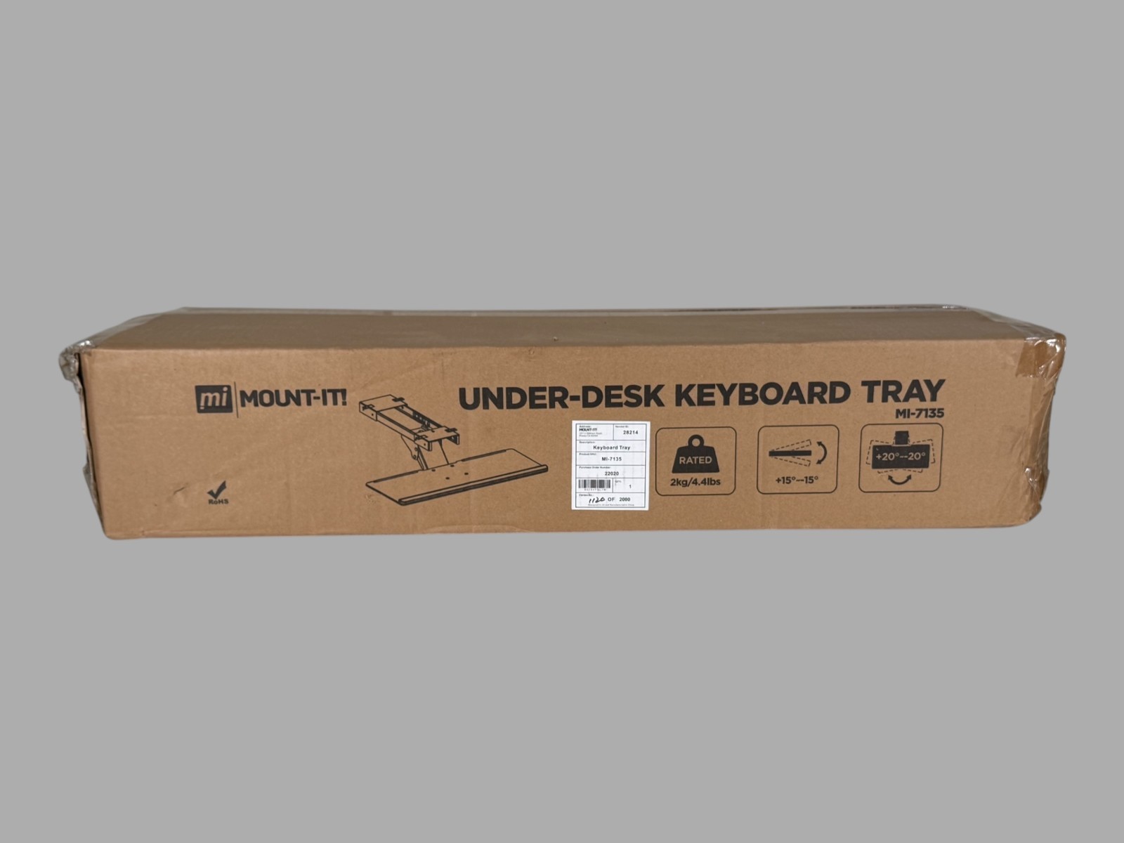 Mount-It MI-7135 Adjustable Under Desk Keyboard Tray New Open Box Complete Black