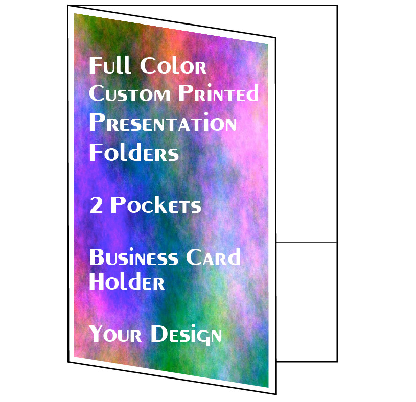 Printed Presentation Folders, 100 Full Color Custom 2-Pocket, Your Logo & Design