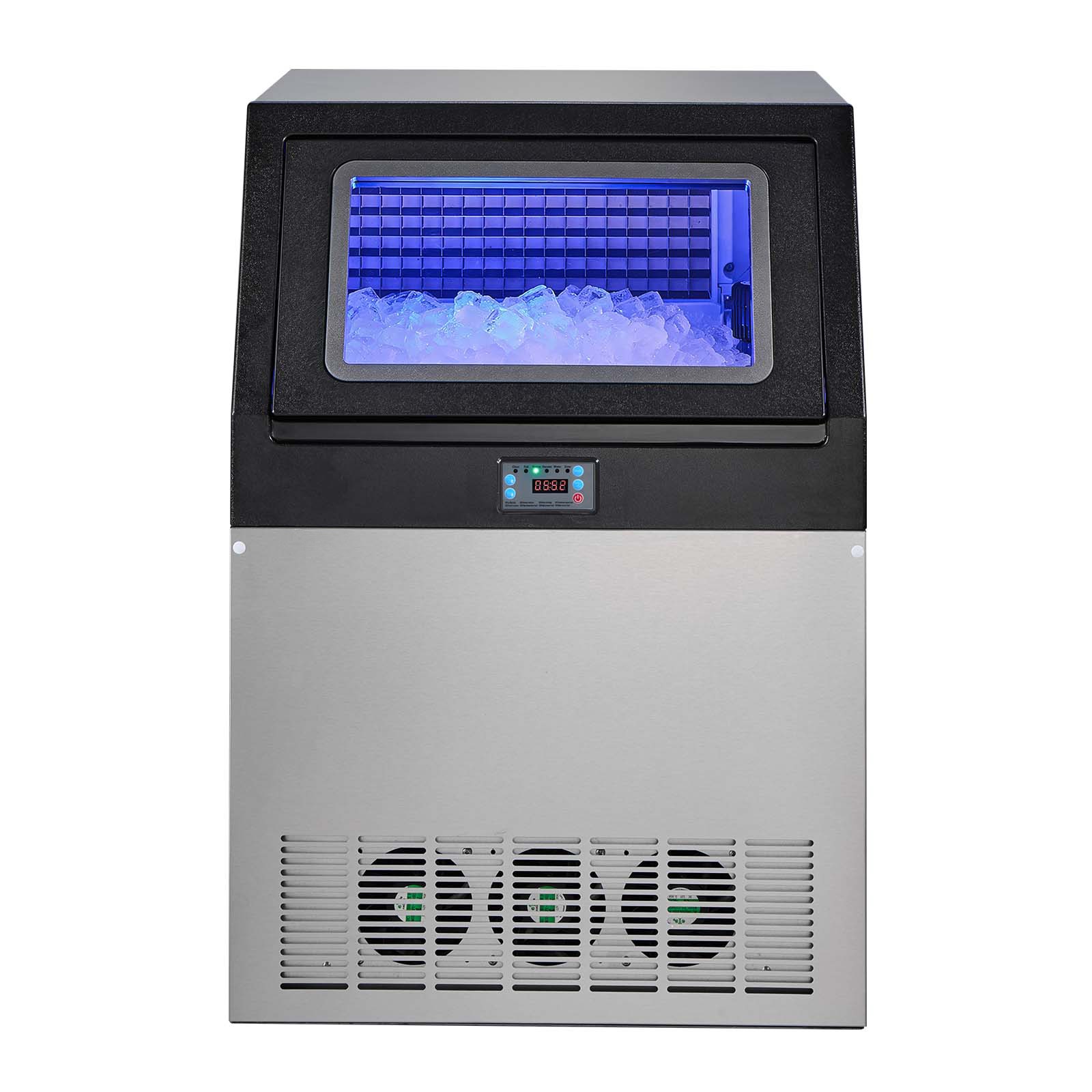 Uimoso 265lb/24h Commercial Ice Maker Stainless Ice Cube Machine W/85lbs Storage