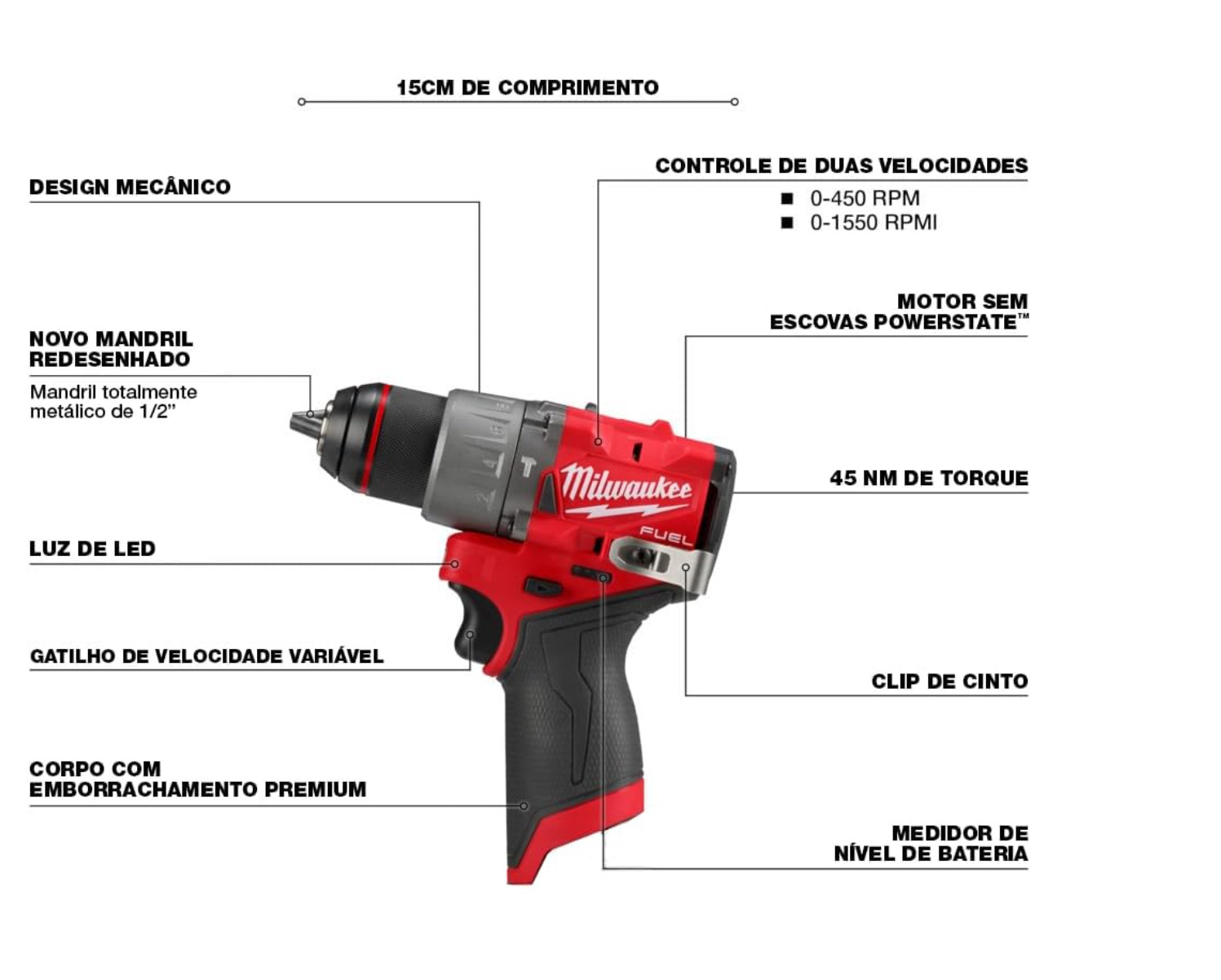 Milwaukee Electric – M12 Fuel. 1/2 Hammer Drill-Driver BARE TOOL