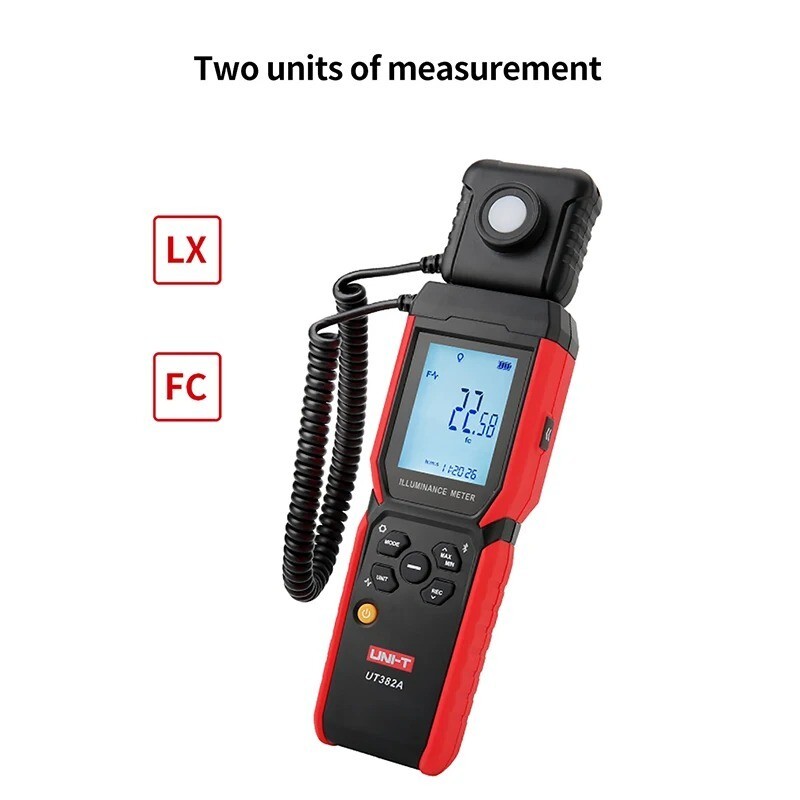 UNI-T Digital Illuminometer 400000 Lx Light Meter Photometer Bluetooth UT382A