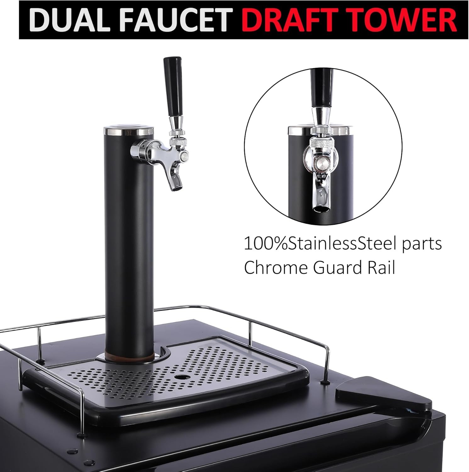 24» Full Size Kegerator Refrigerated Beer Dispenser W Faucet 32°F- 50°F 97/128L