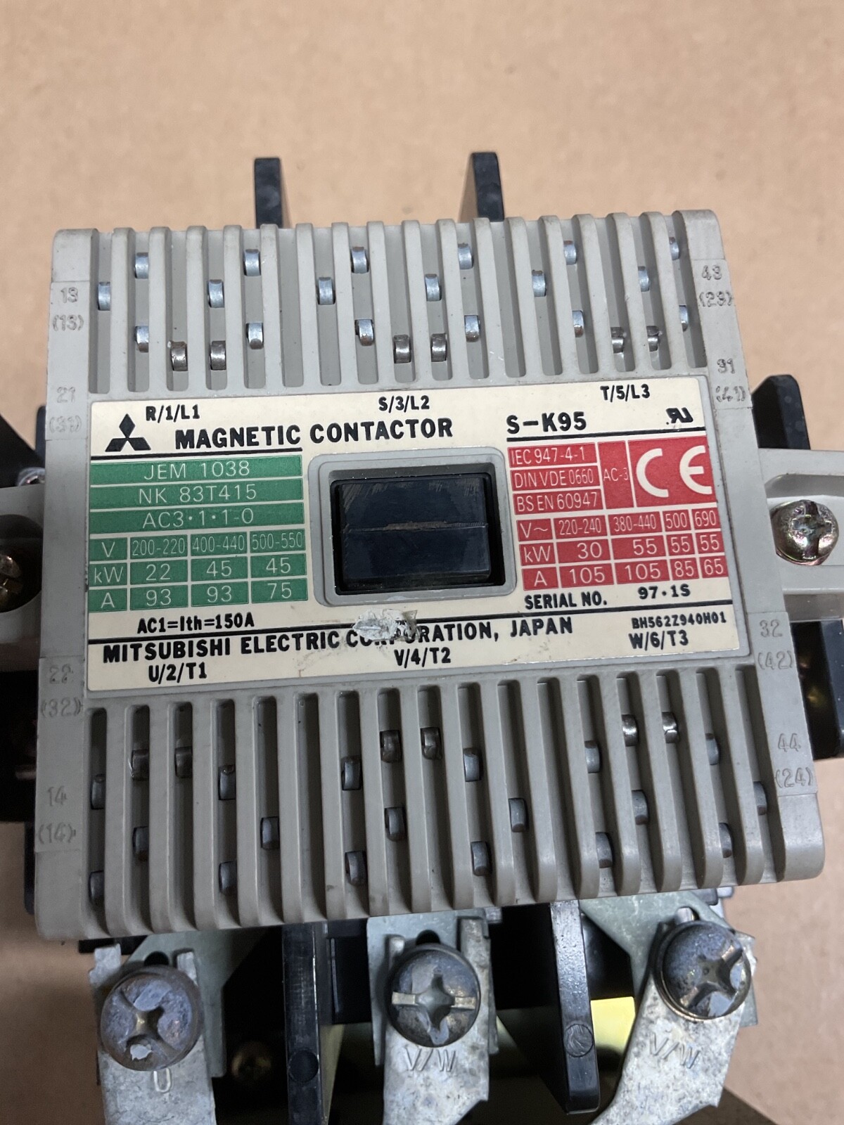 MITSUBISHI MAGNETIC CONTACTOR S-K95 200-240V 50/60hz #4013E118PR7