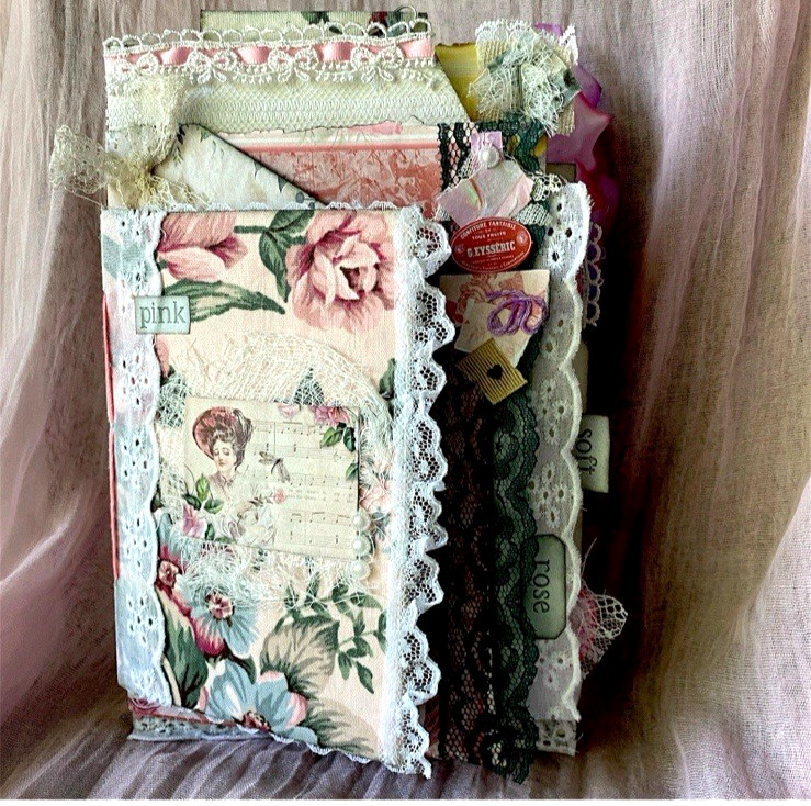 Handmade Shabby Chic Layered Junk Journal – Romantic Floral Scrapbook Diary Book