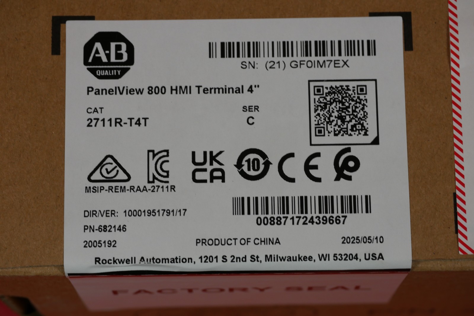 Allen-Bradley 2711R-T4T PanelView 800HMI Terminal 4Series C NEW In Stock Now