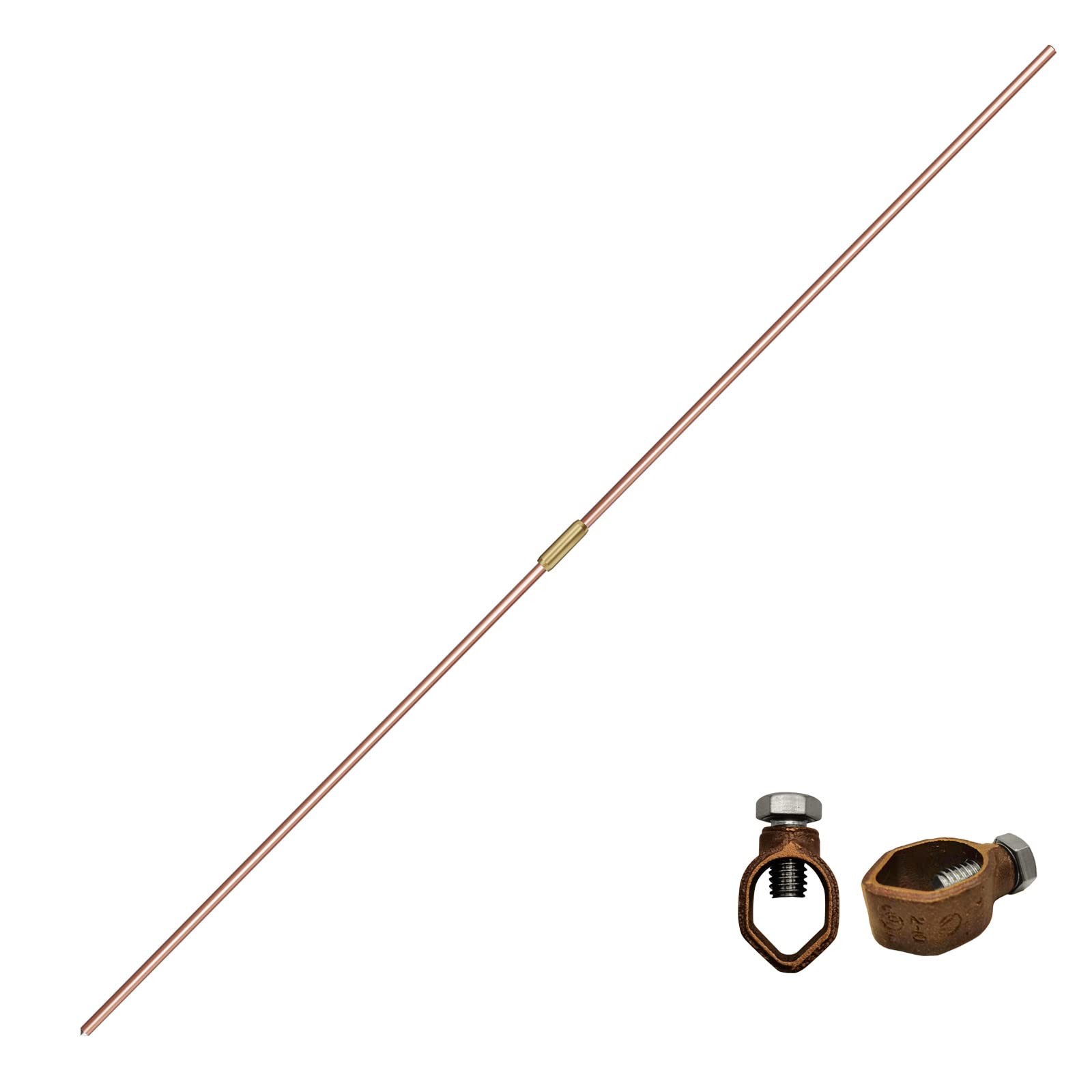 8ft Ground Rod Kit 5/8 Bonded Electrical Copper Grounding With Bronze Clamp Ul