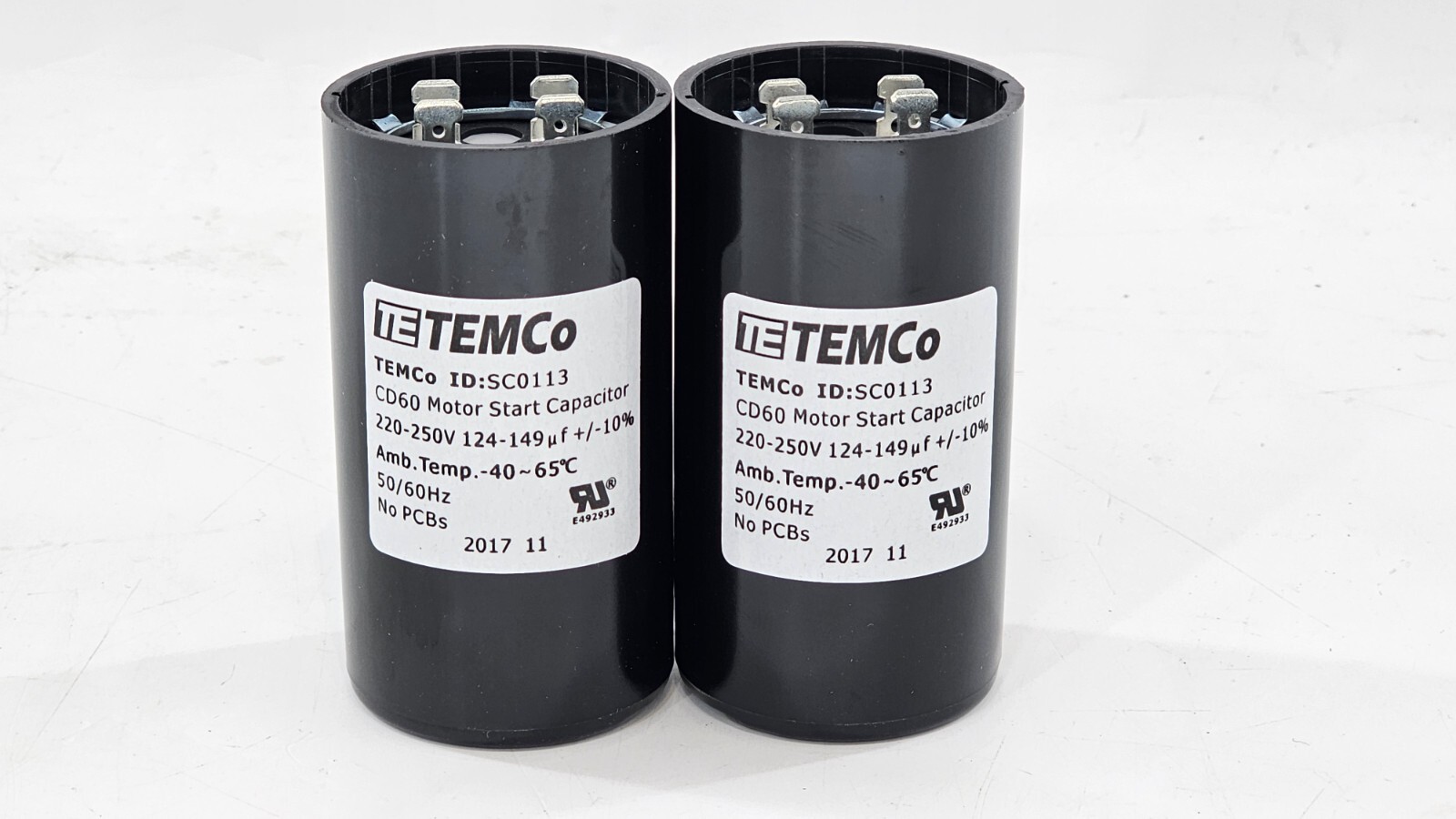 TEMCo 124-149 uf/MFD 220-250 VAC volts Round Start Capacitor 50/60 Hz