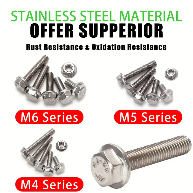 132pcs Stainless Steel Bolt & Nut Kit, M5, M6, M8 Metric Hex Screws 14 Sizes