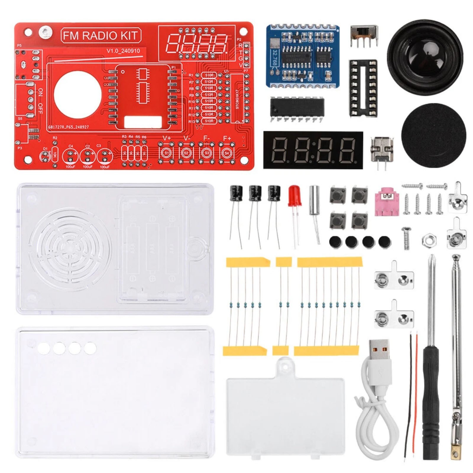 Educational RDA5807 FM Radio DIY Kit 87-108MHz with 15 Sound Level Adjustments