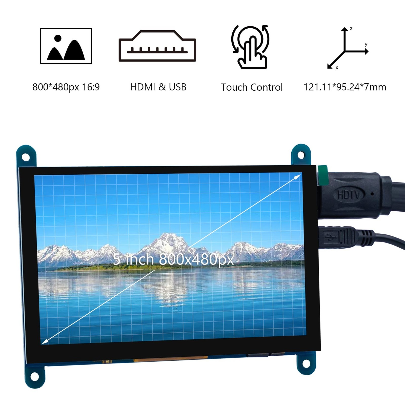 Hosyond 5 Inch IPS LCD Touch Screen Display Panel 800×480 Capacitive Screen