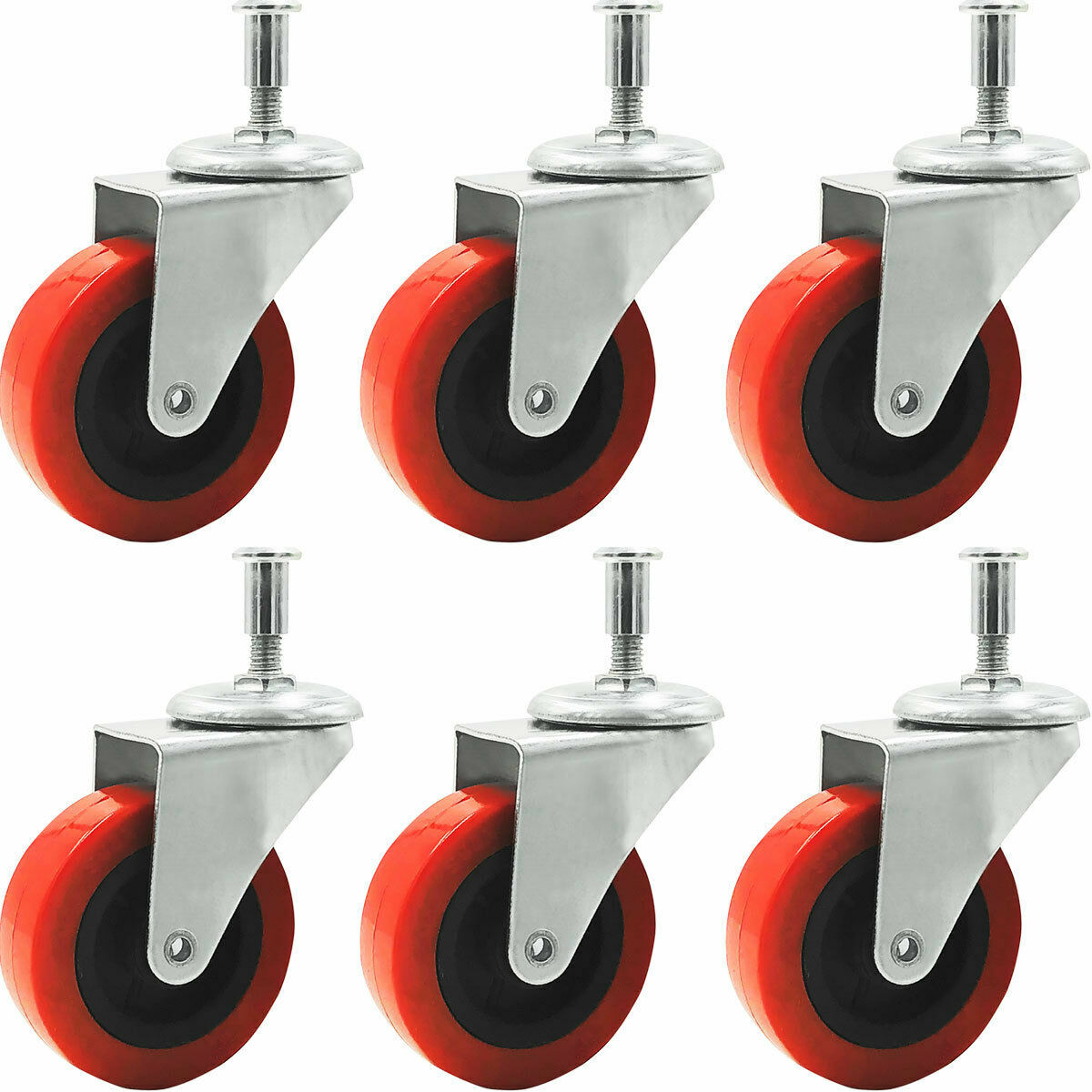 Lot of 6, 2 inch Low Profile Swivel Caster Wheel Heavy-Duty Creeper
