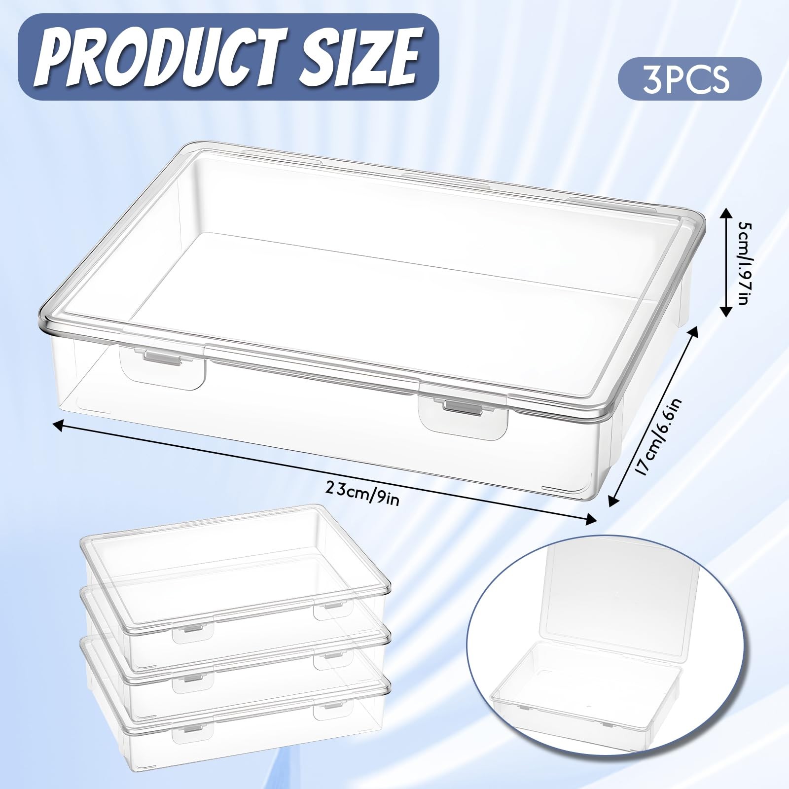 3 Pack Plastic Pencil Case , 9.06×6.69×1.97 Inch Stackable Clear Plastic Stor…