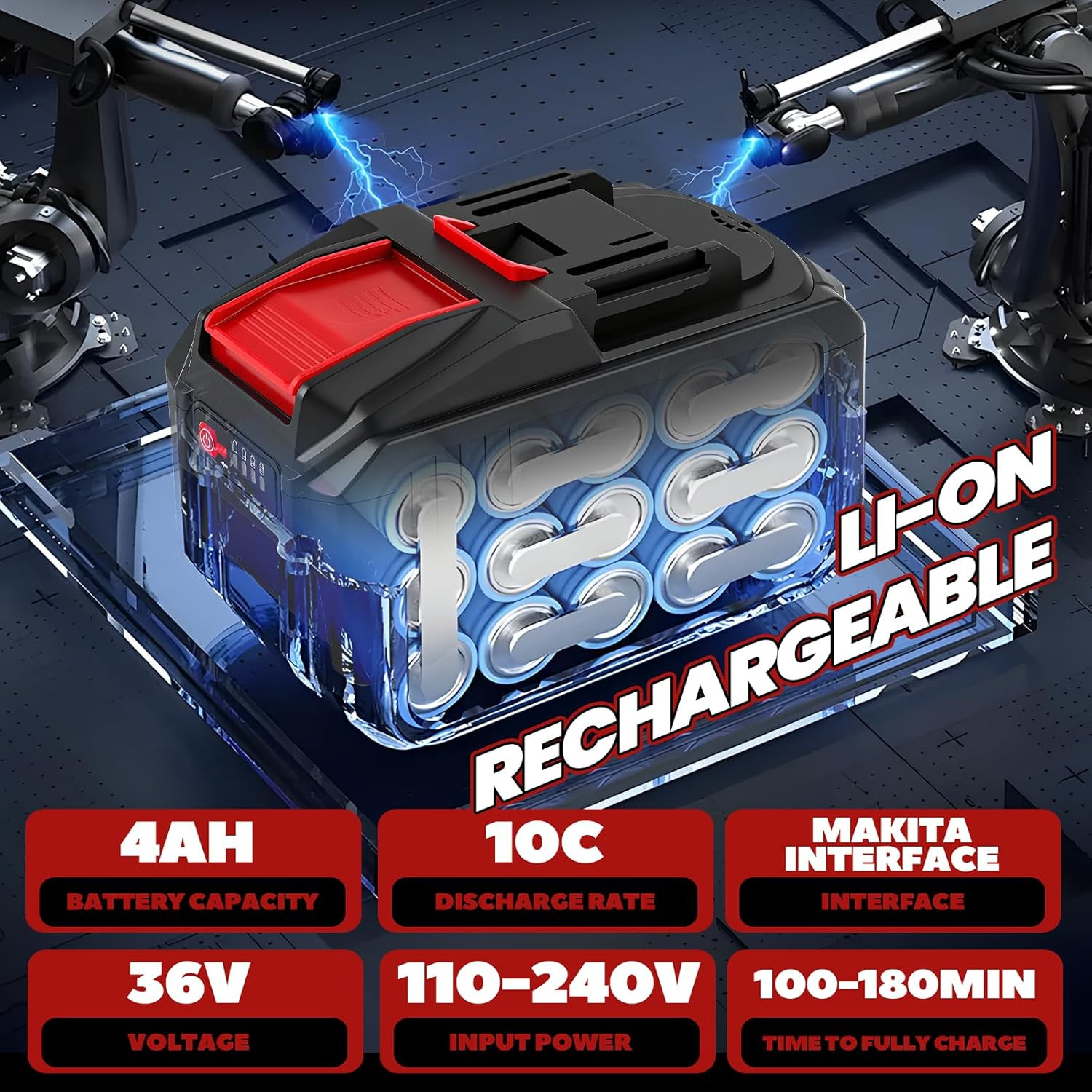 36V Cordless Rebar Cutter – Fast Cuts in 4-5 Seconds, Portable Case Included