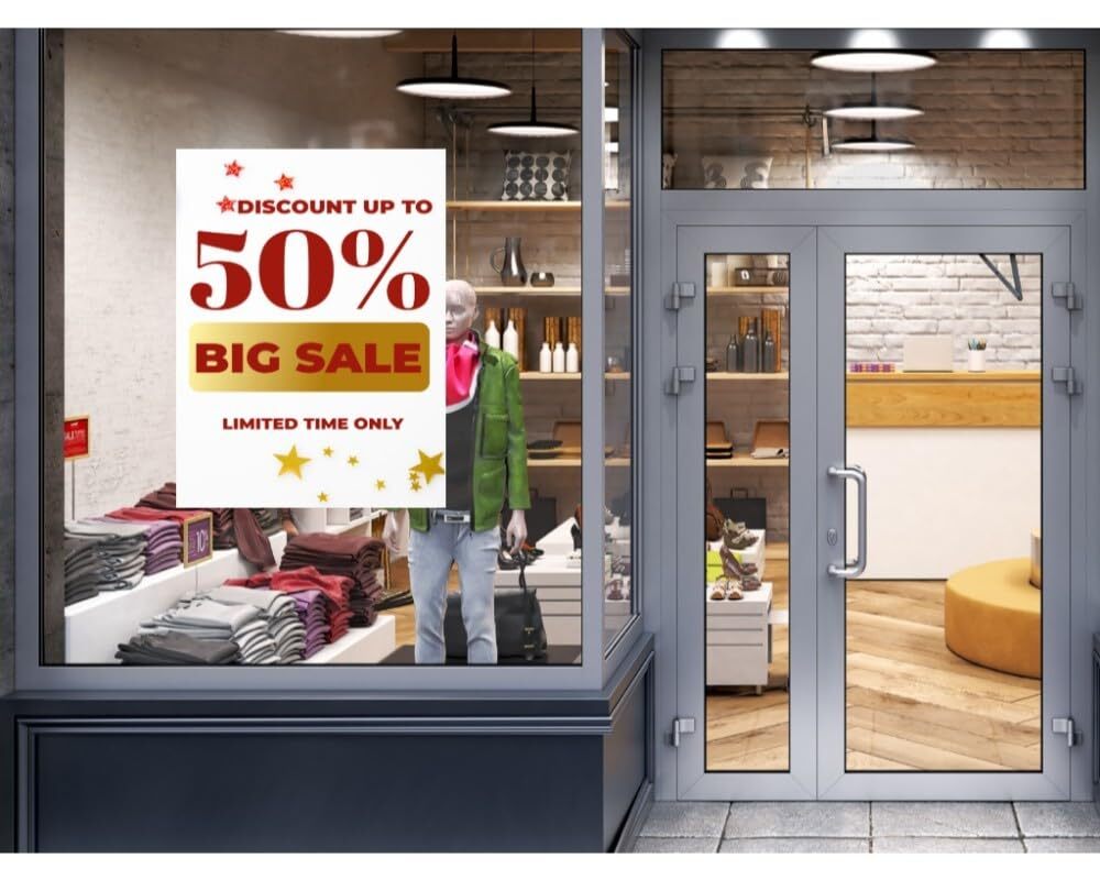 Discount Up To Big Sale | Full Color Window Display Signs | 18″W x 24″H