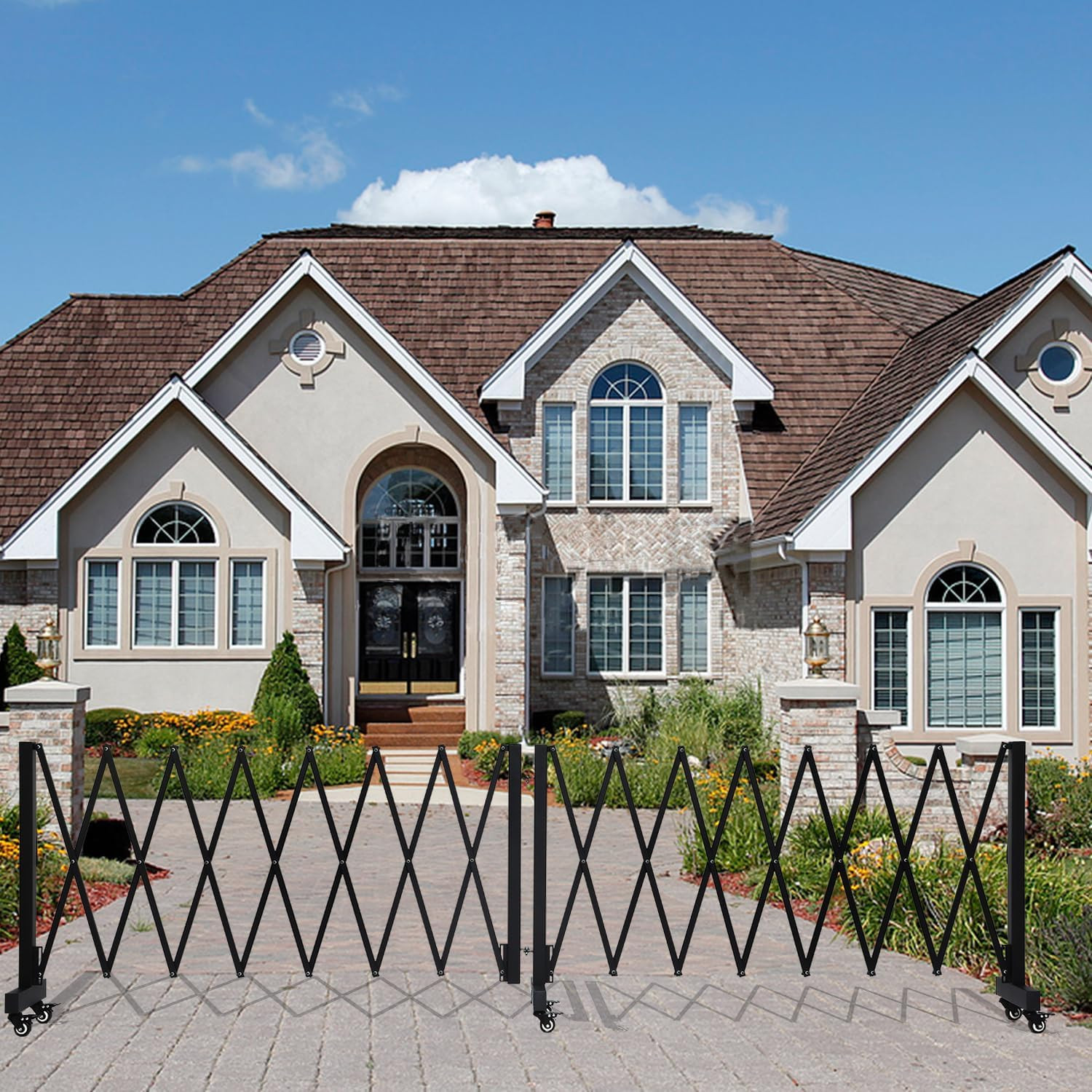 16.5FT Expandable Barricade Gate, Expandable Metal Barricade Gate Alloy Fence an