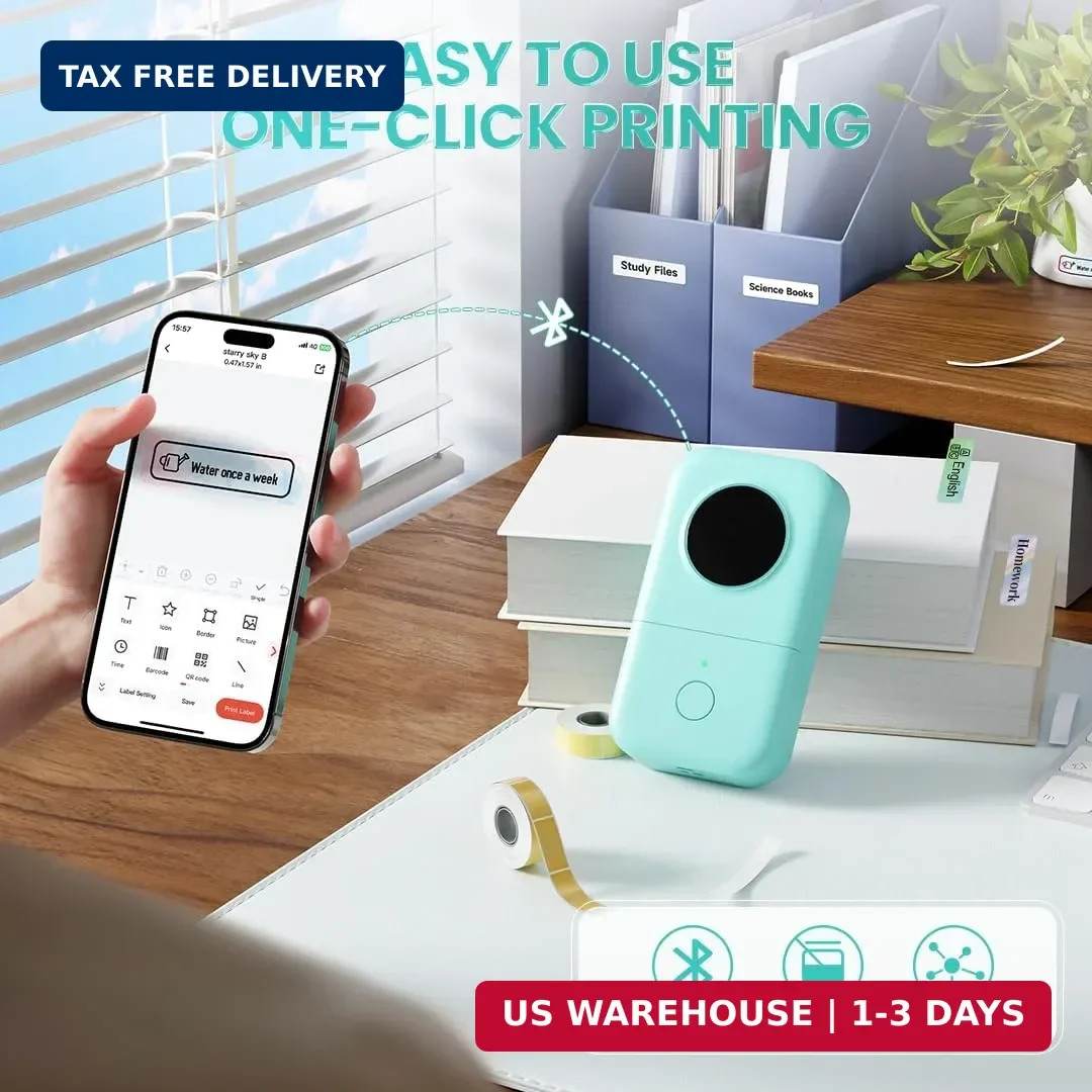 Phomemo Label Maker, D30 Portable Bluetooth Label Maker Machine with Tape, Small