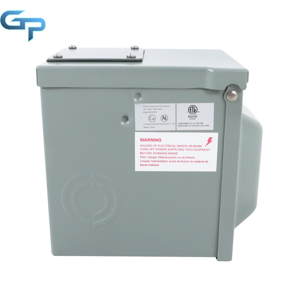 Outdoor Electrical Outlet Box Dual 20Amp GFCI Receptacle Weatherproof 3R Cover