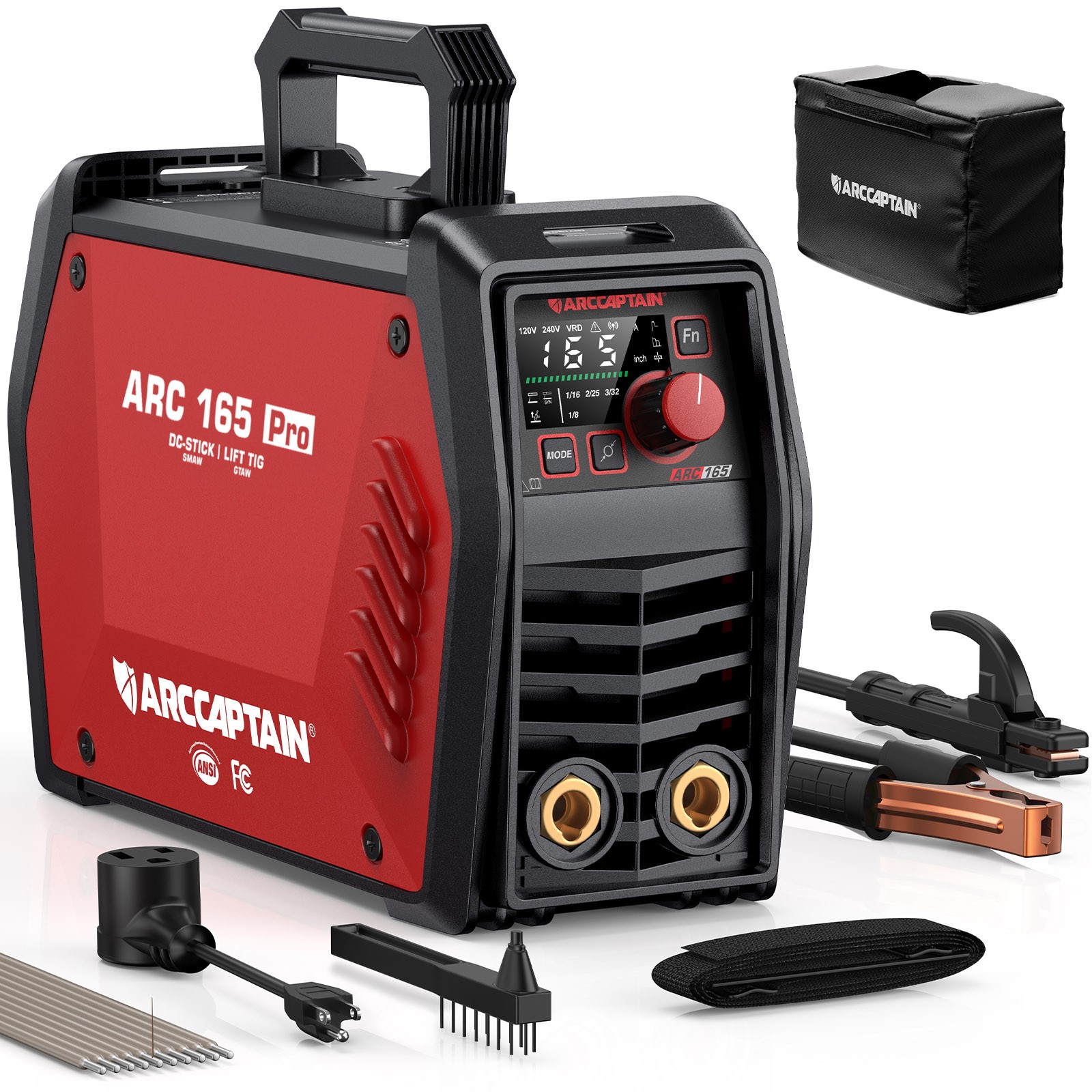 ARCCAPTAIN 165A APP-Controlled Stick & TIG Welder – Digital MCU Dual Voltage