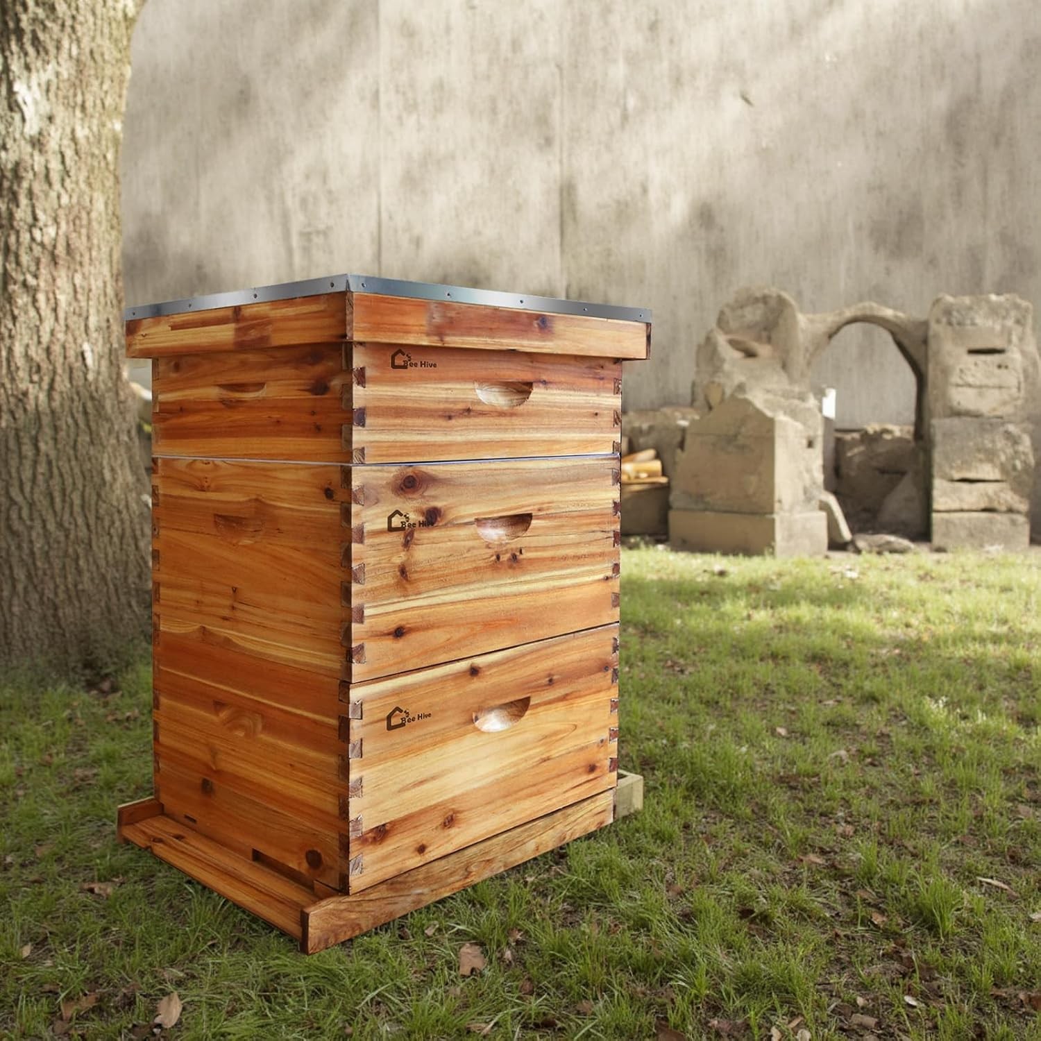 Langstroth Beehive Kit 10 Frame Box With 2 Deep & 1 Medium Bee Hive Beekeeping