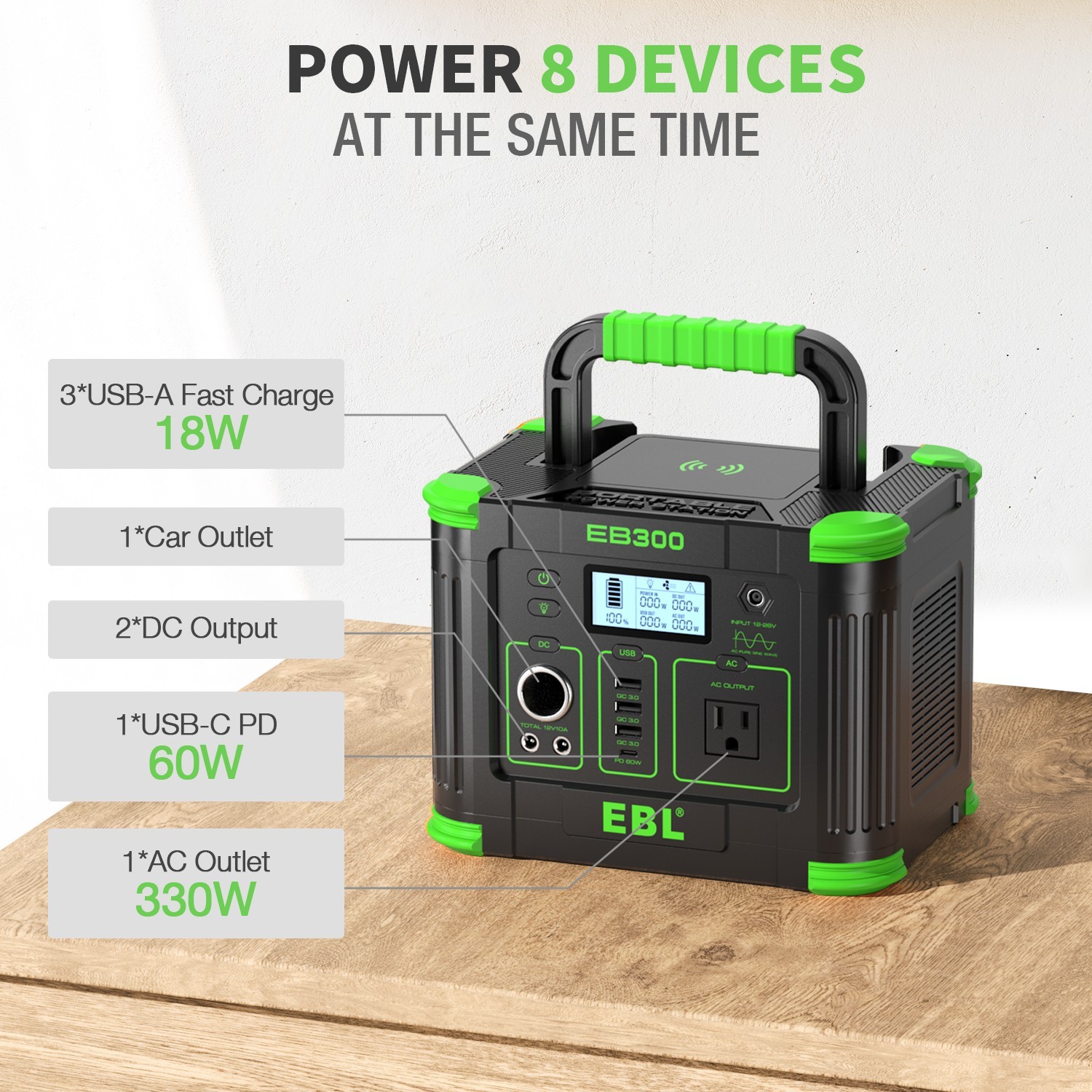 330W Portable Power Station Solar Charger 288.6WH Generator Supply Home Camping