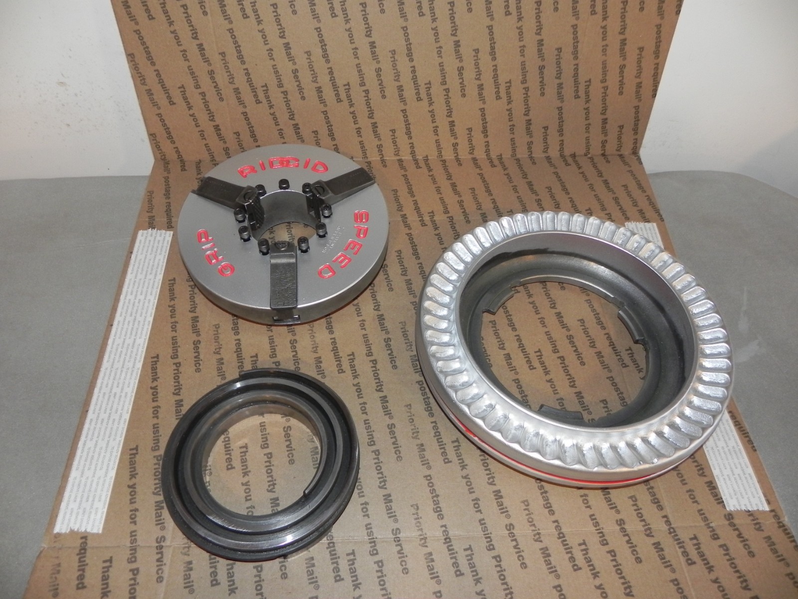 Ridgid early style 535 Hand wheel, chuck cap, front jaw set, rigid refurbished
