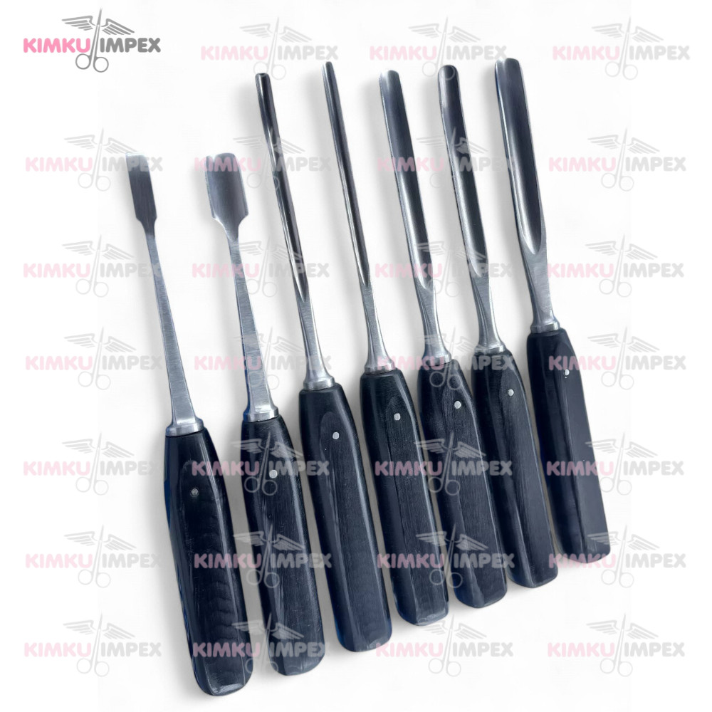 LEXER Gouge Curved and Straight with Teflon Handle 7 Pcs Set)Orthopedic Surgical