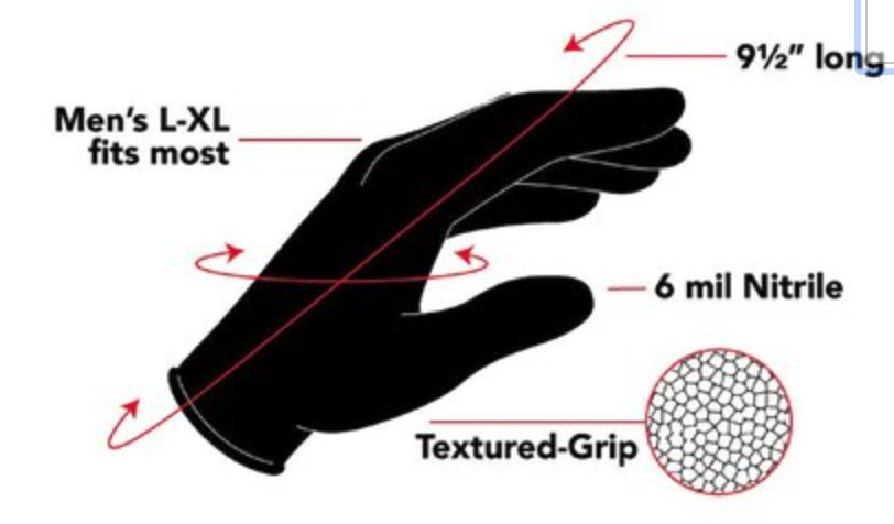 VENOM STEEL NITRILE BLACK RUBBER GLOVES / ONE SIZE FITS MOST HANDS100 COUNT BOX