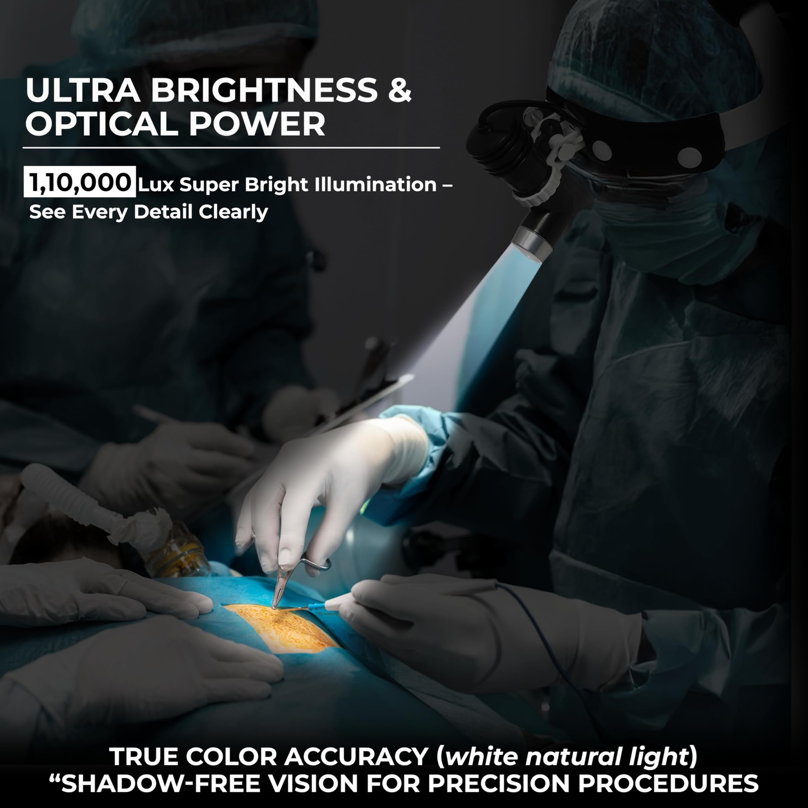 OTICA 10 Watt ENT Surgical LED Headlight for Doctors Hospital and Multi Purpo…