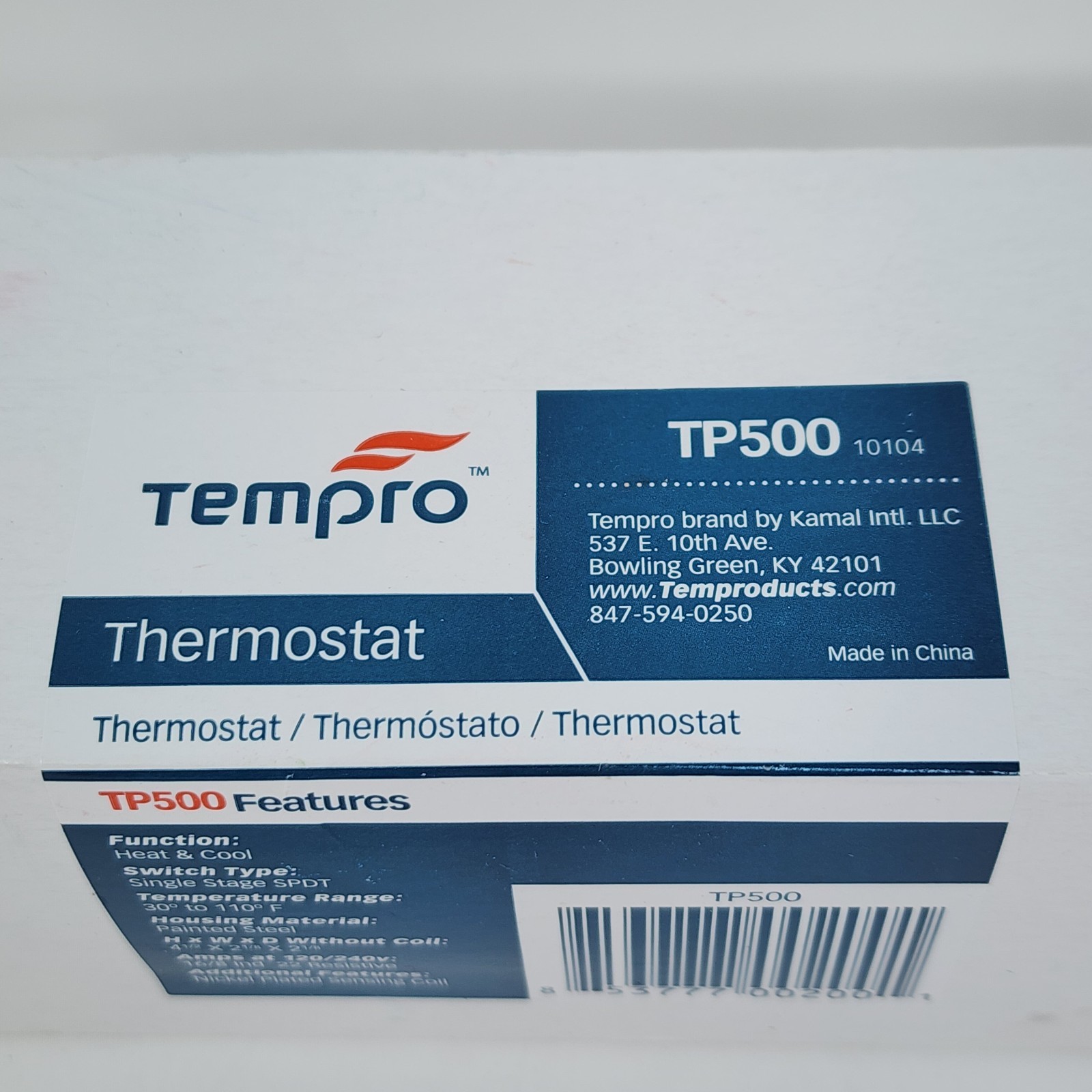 Tempro TP500 Thermostat Heat & Cool Single Stage SPDT 30°-110°F