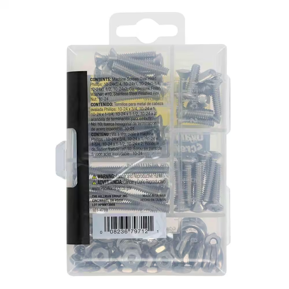 Stainless Steel Oval Head Phillips Machine Screw Assorted Kit (106-Pack)