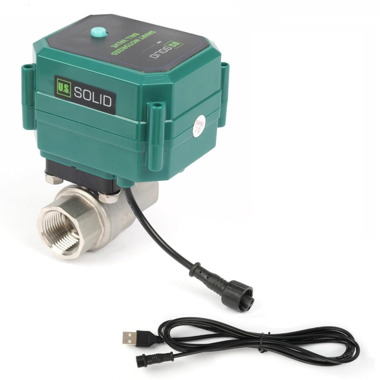 U. S. Solid Wifi Smart Motorized Ball Valve 1/2 in 304SS US Plug Manual Switch