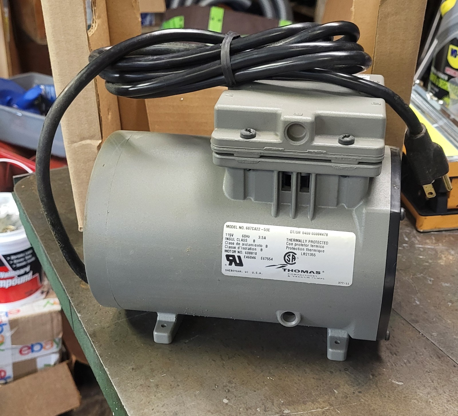 NEW Open Box Thomas Industries 607CA22-59E Air Compressor/Vacuum Pump 115V NOS